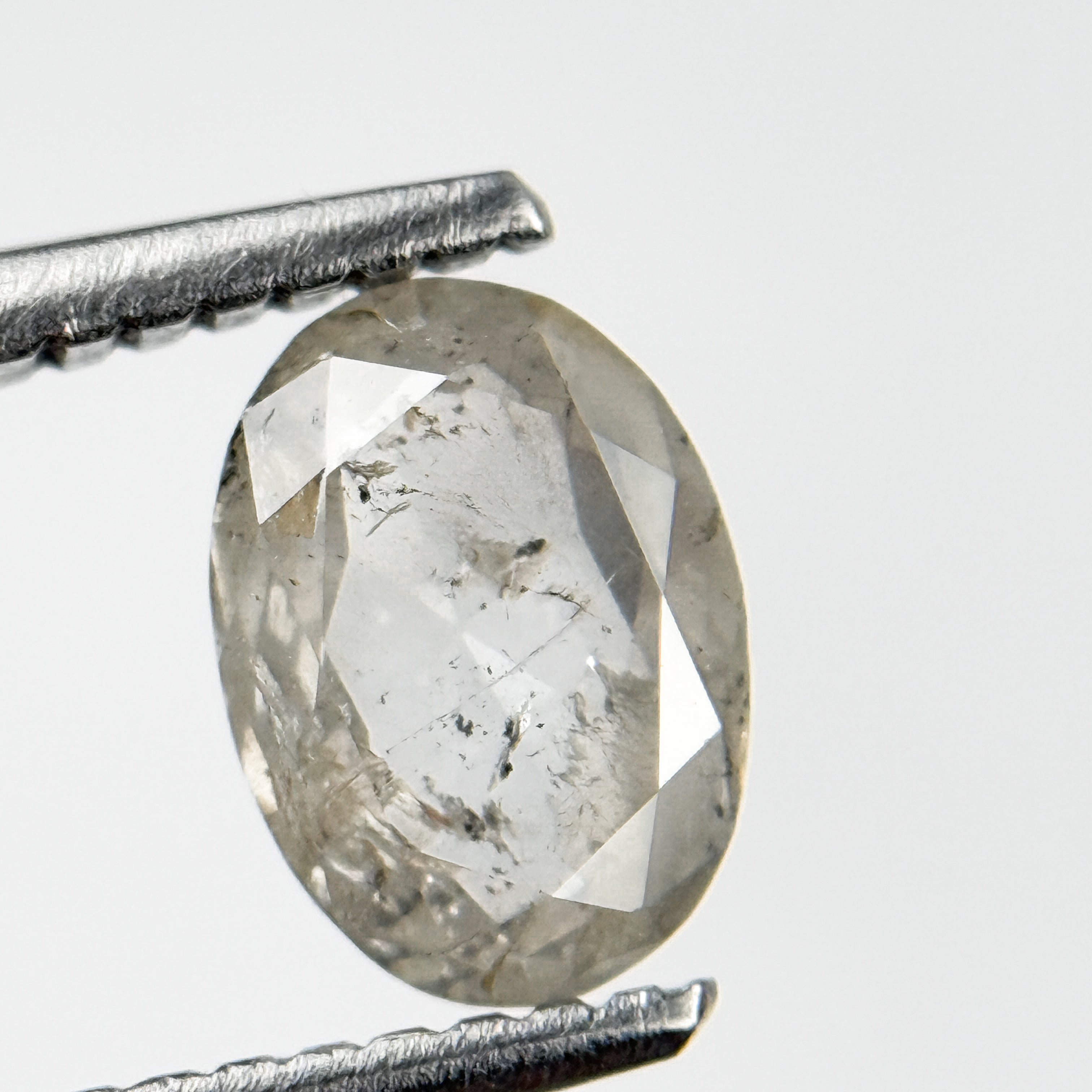 1.03 Ct Oval Rose Cut White Natural Salt and Pepper Diamond