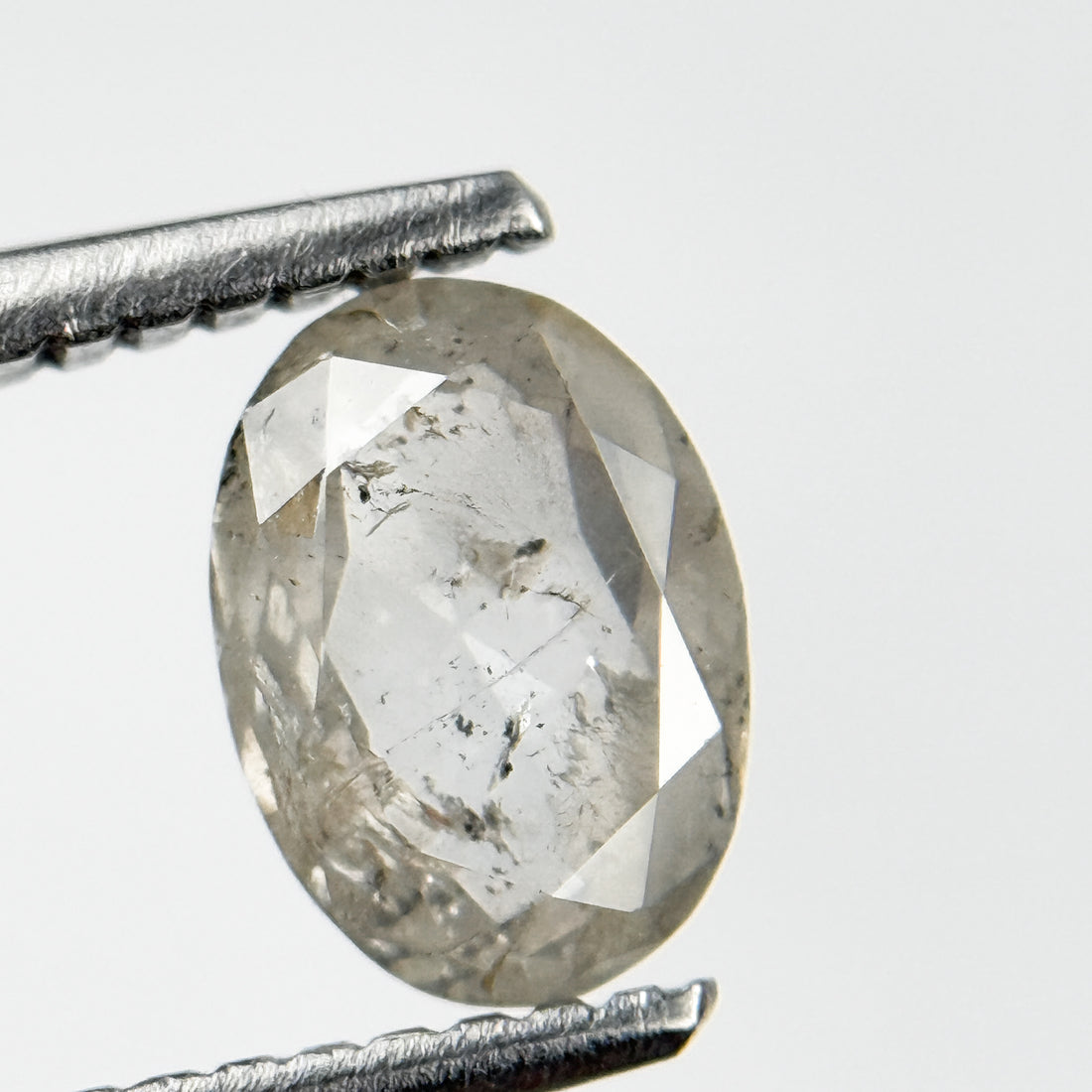 1.03 Ct Oval Rose Cut White Natural Salt and Pepper Diamond