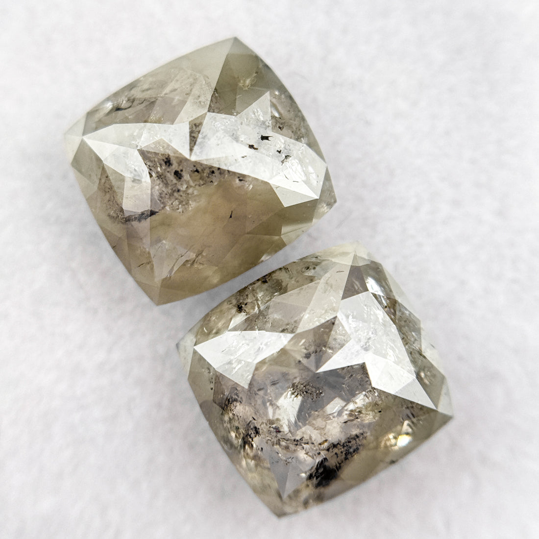 3.71 Ct Cushion Rose Cut Grey Natural Salt and Pepper Diamond
