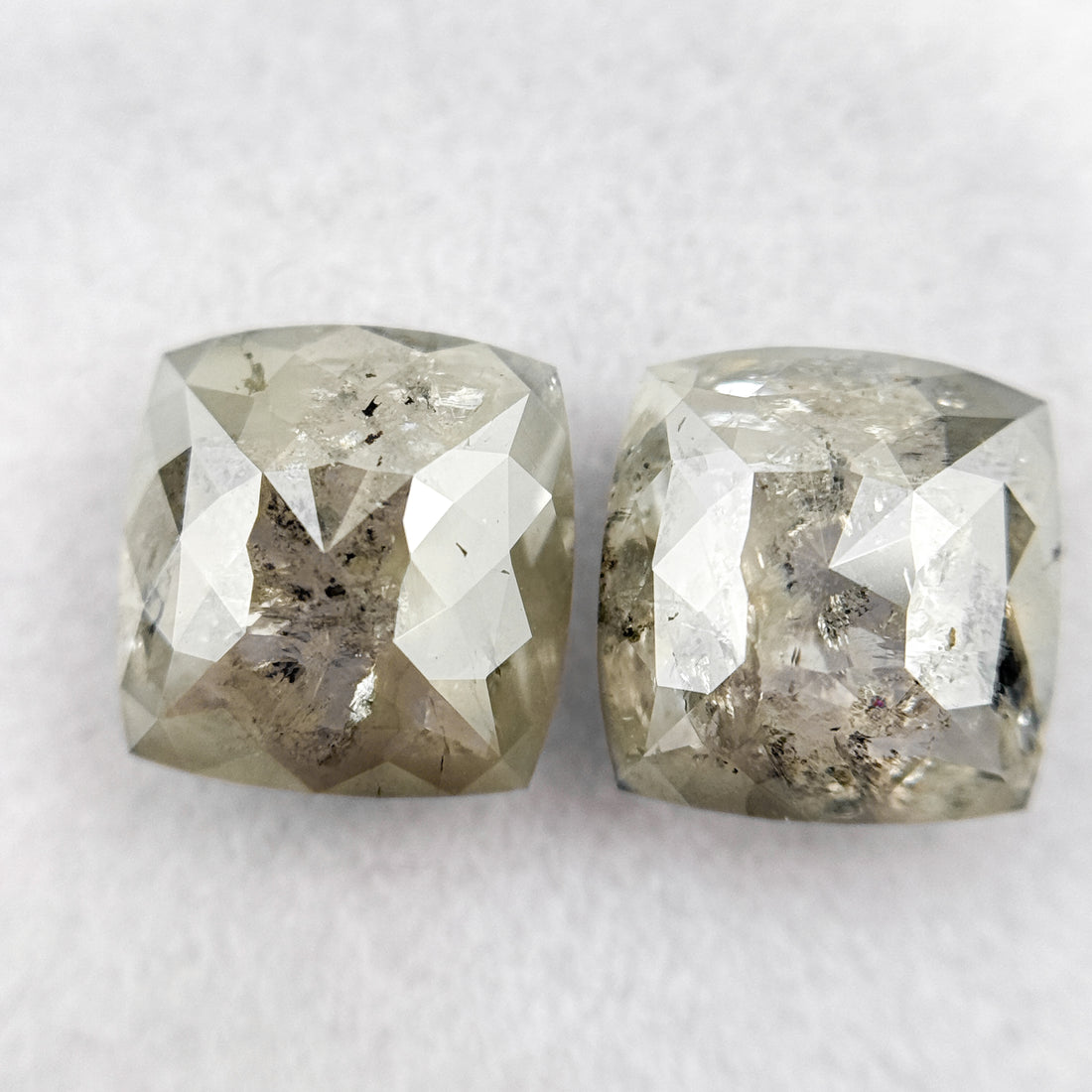 3.71 Ct Cushion Rose Cut Grey Natural Salt and Pepper Diamond