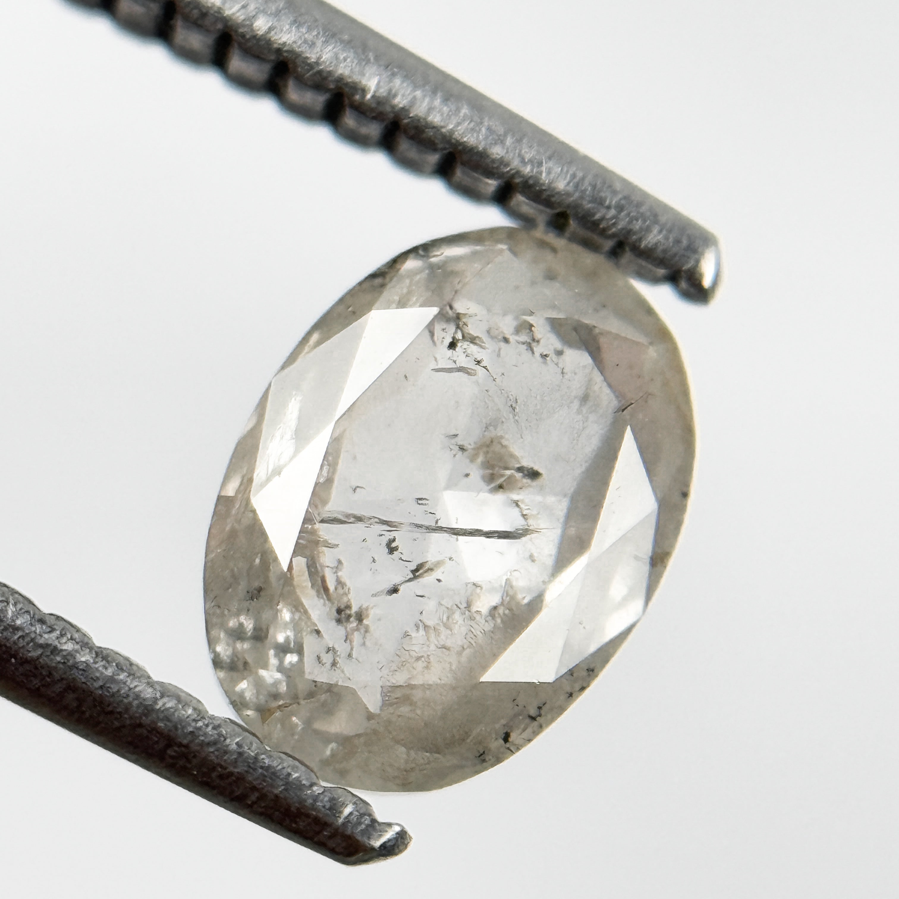 1.03 Ct Oval Rose Cut White Natural Salt and Pepper Diamond