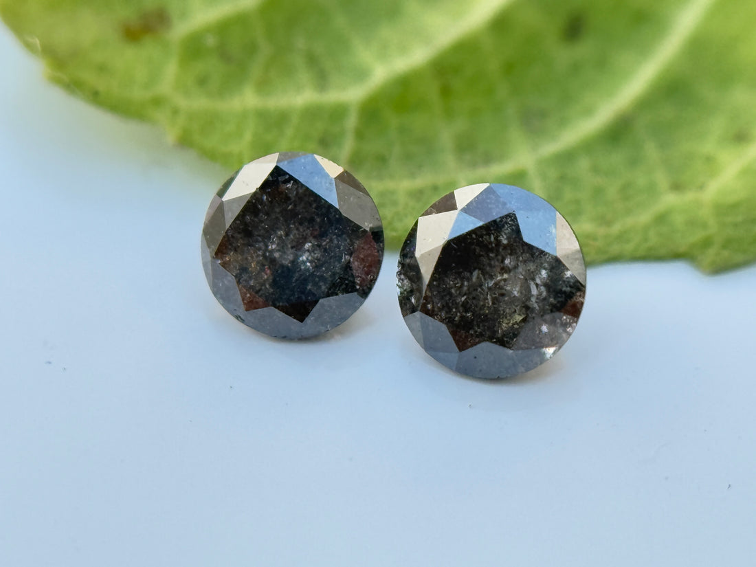 0.41 Ct Round Brilliant Cut Grey Natural Salt and Pepper Diamond