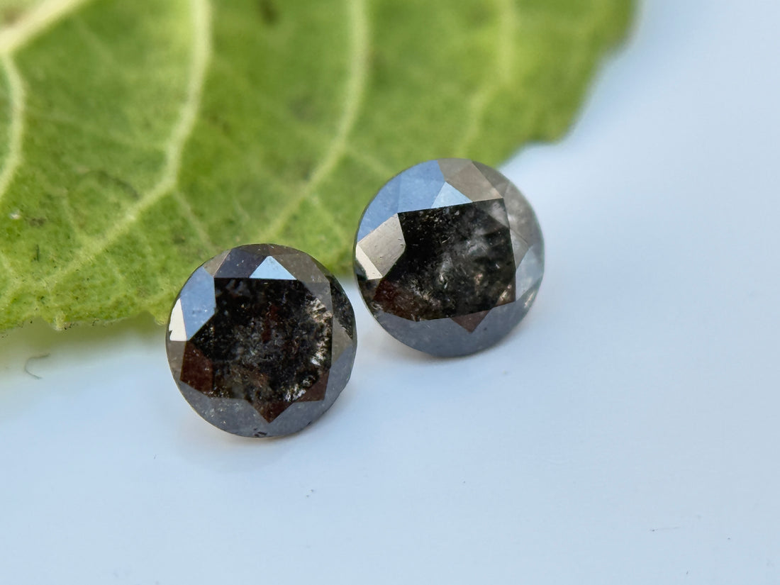 0.41 Ct Round Brilliant Cut Grey Natural Salt and Pepper Diamond