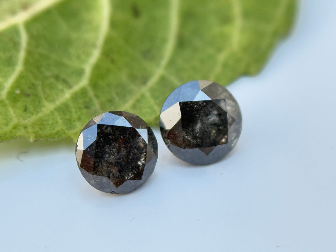 0.41 Ct Round Brilliant Cut Grey Natural Salt and Pepper Diamond