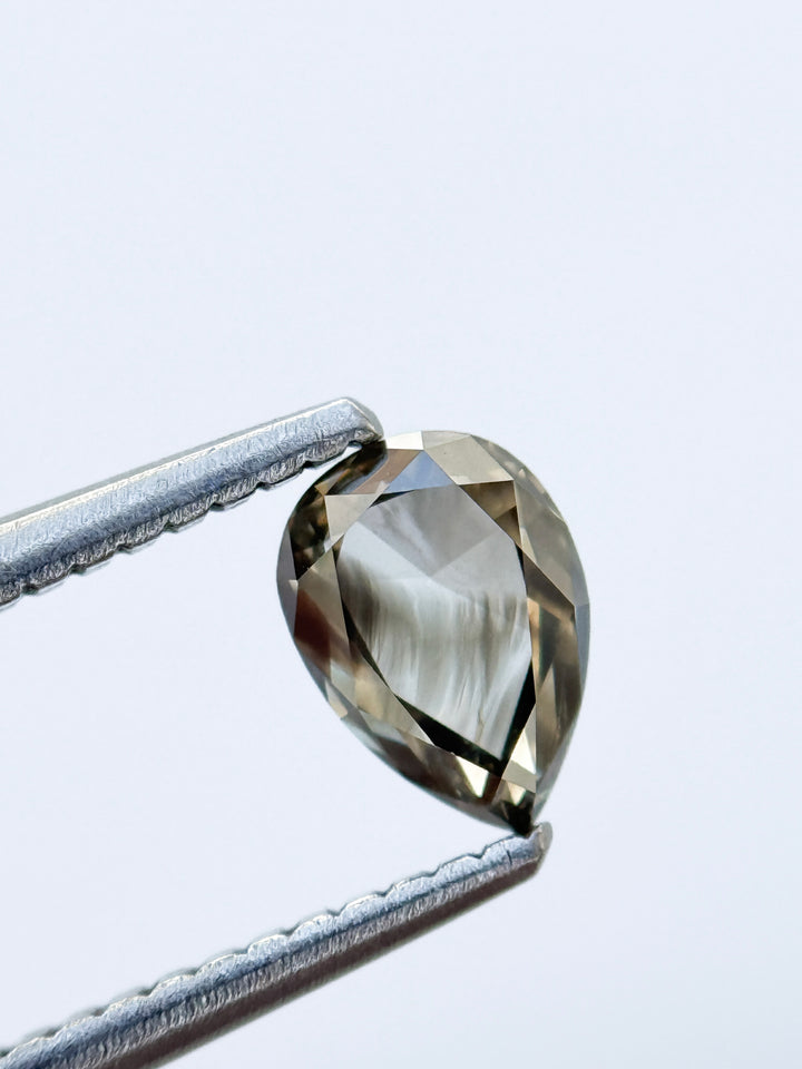 0.82 Ct Pear Rose Cut Grey Natural Galaxy Diamond
