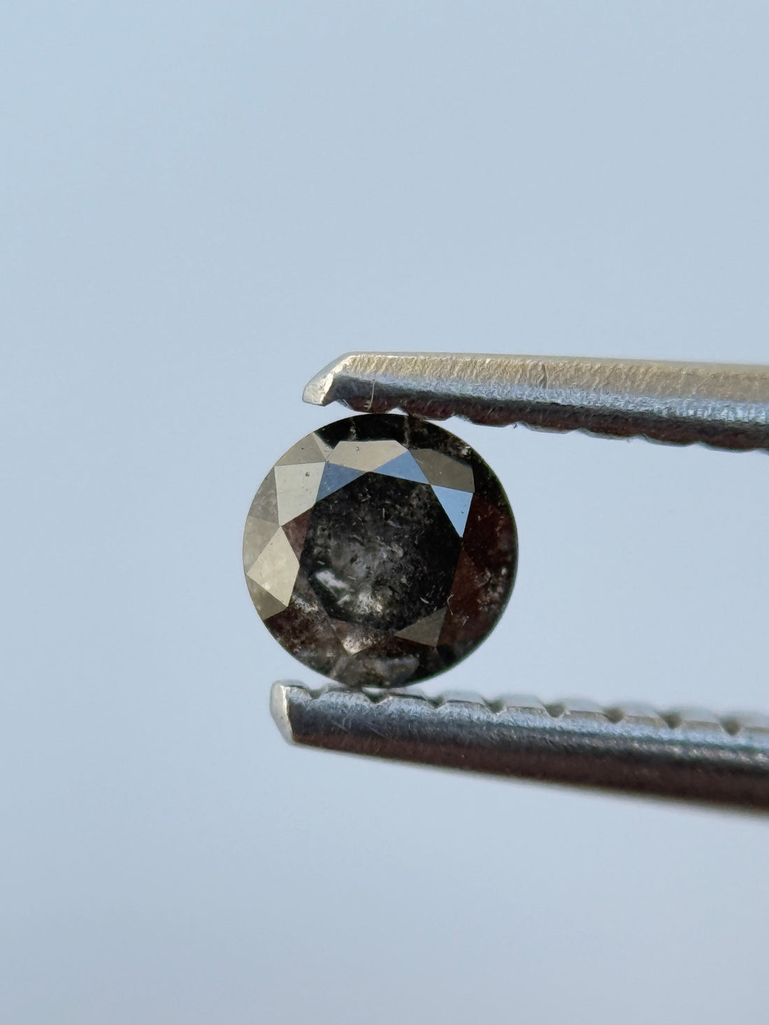 0.41 Ct Round Brilliant Cut Grey Natural Salt and Pepper Diamond