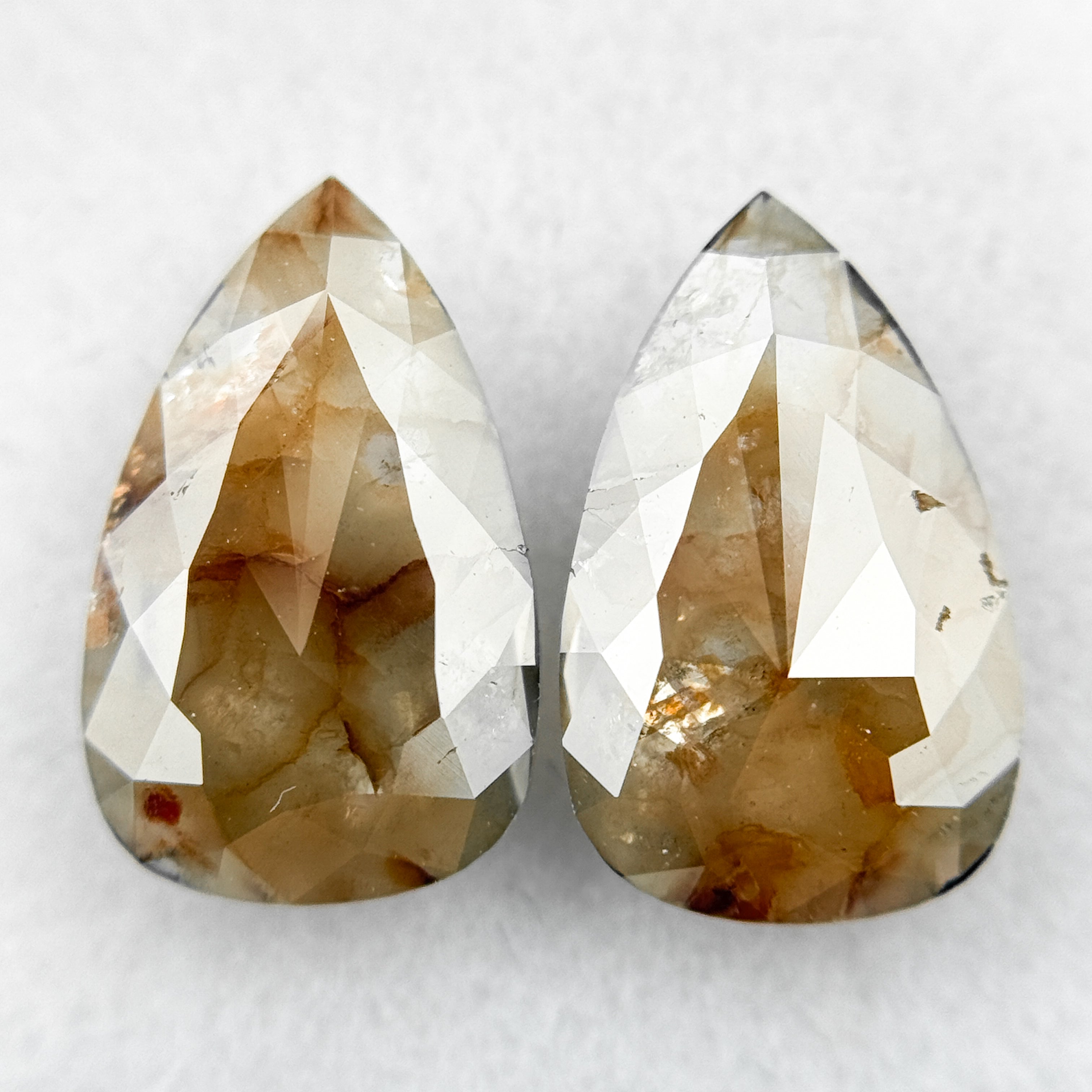 3.0 Ct Pear Rose Cut Orange Natural Galaxy Diamond Pair