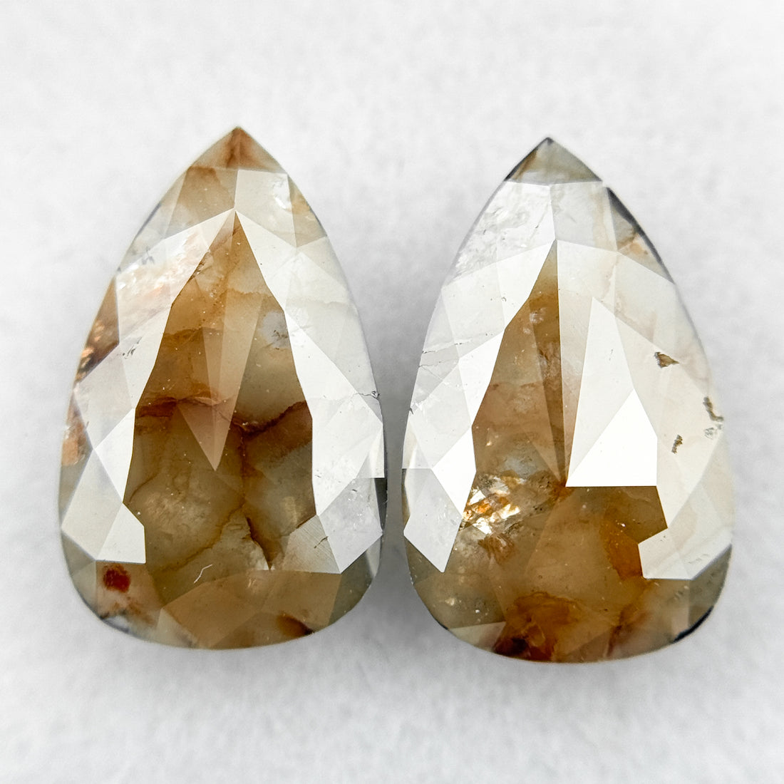 3.0 Ct Pear Rose Cut Orange Natural Galaxy Diamond Pair