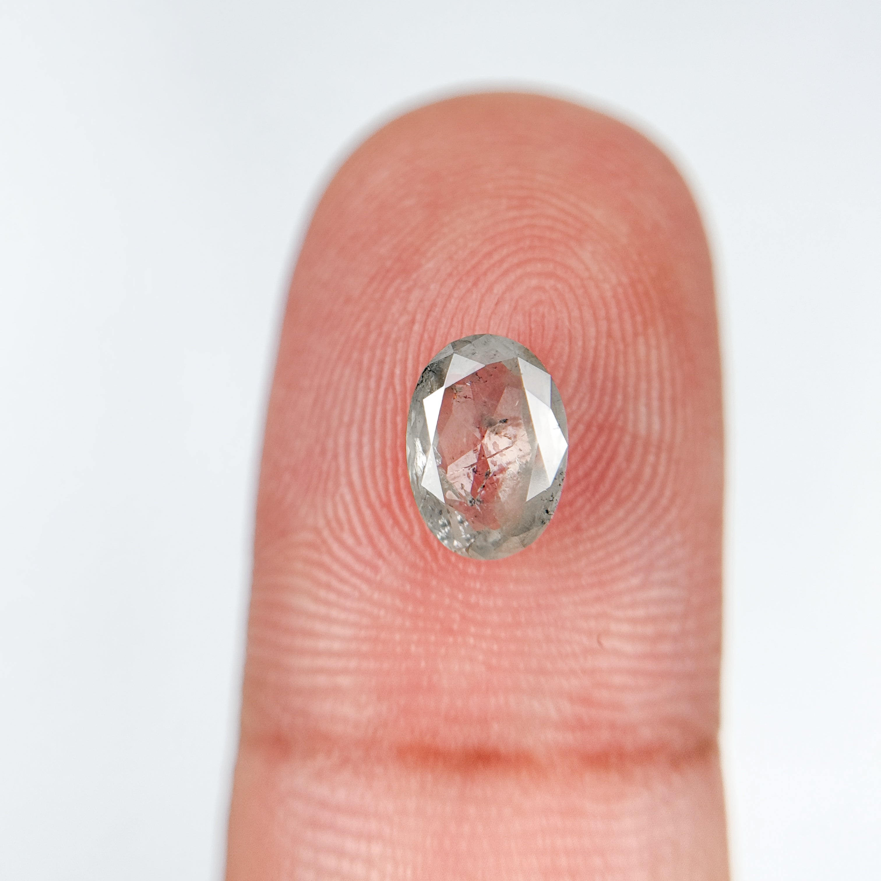1.03 Ct Oval Rose Cut White Natural Salt and Pepper Diamond