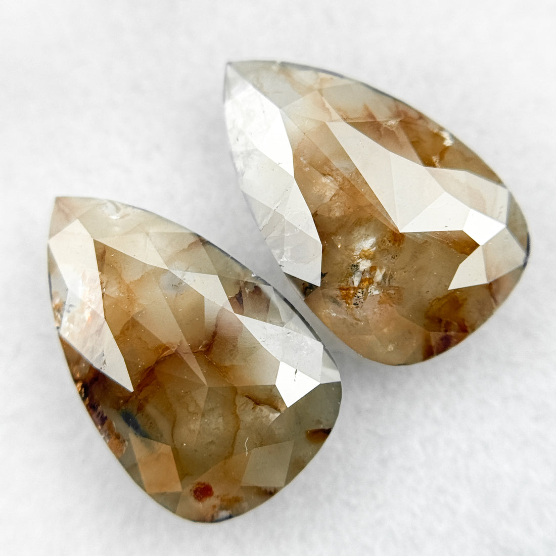 3.0 Ct Pear Rose Cut Orange Natural Galaxy Diamond Pair