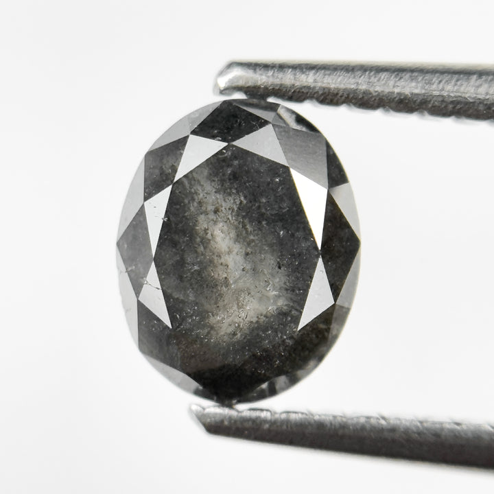 1.0 Ct Oval Rose Cut Grey Natural Salt and Pepper Diamond