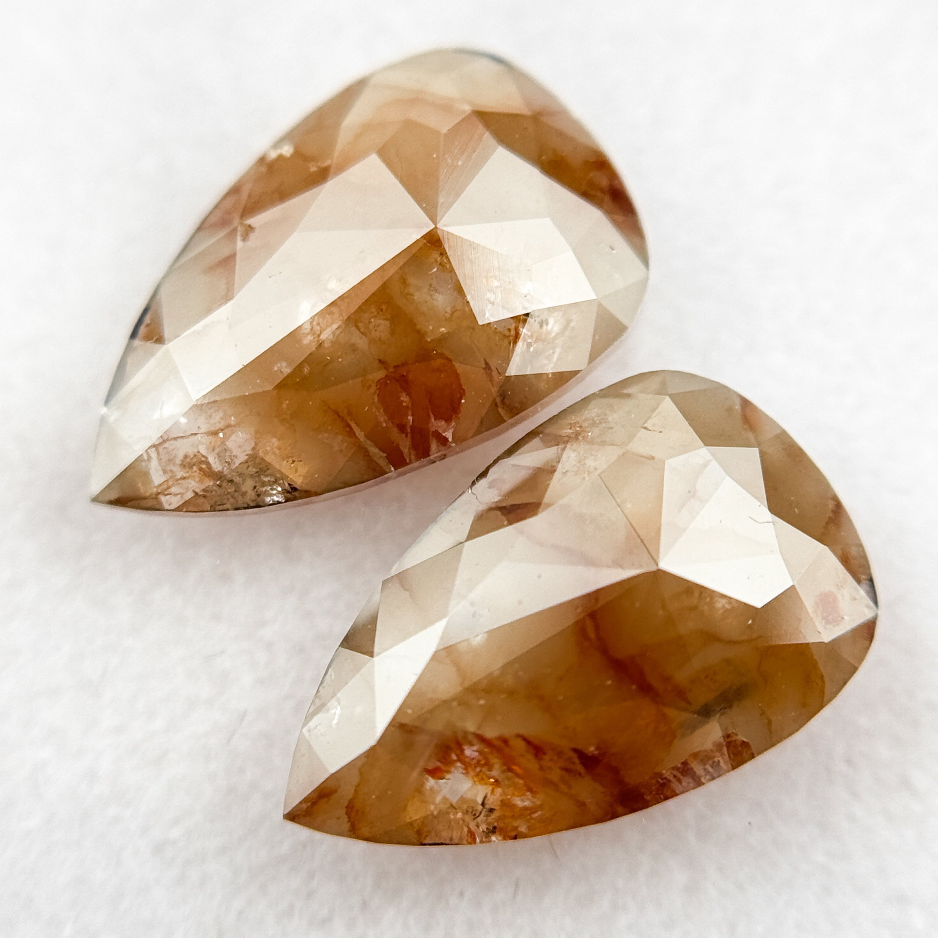3.0 Ct Pear Rose Cut Orange Natural Galaxy Diamond Pair