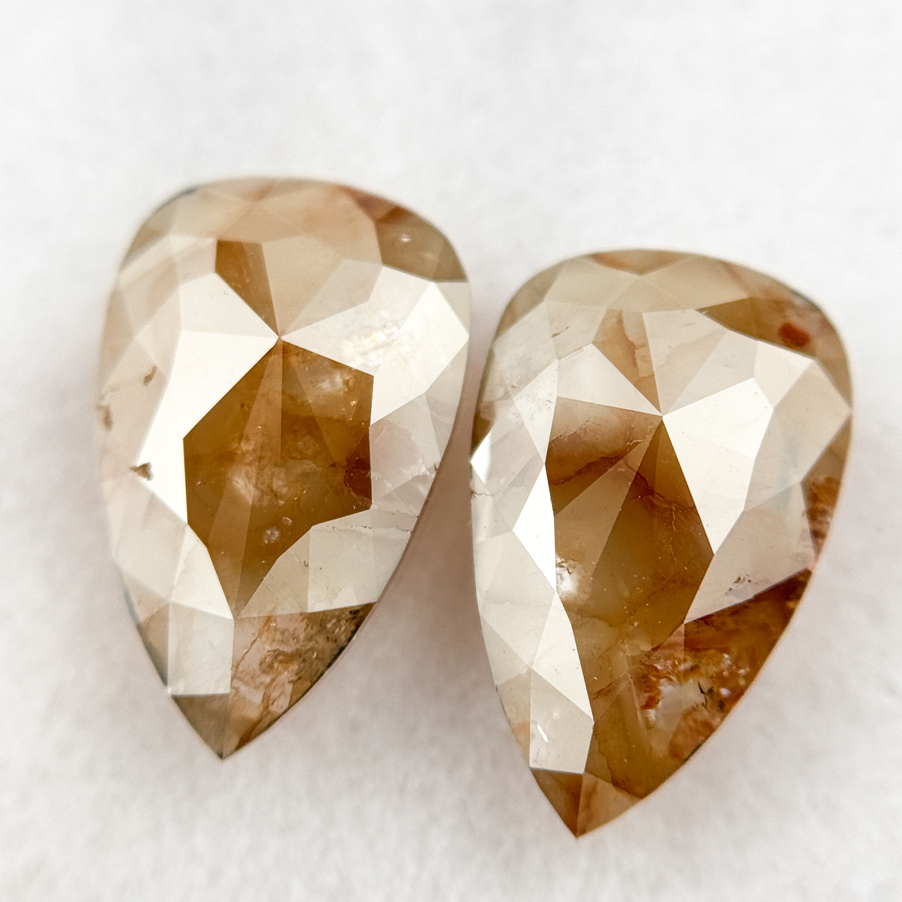 3.0 Ct Pear Rose Cut Orange Natural Galaxy Diamond Pair