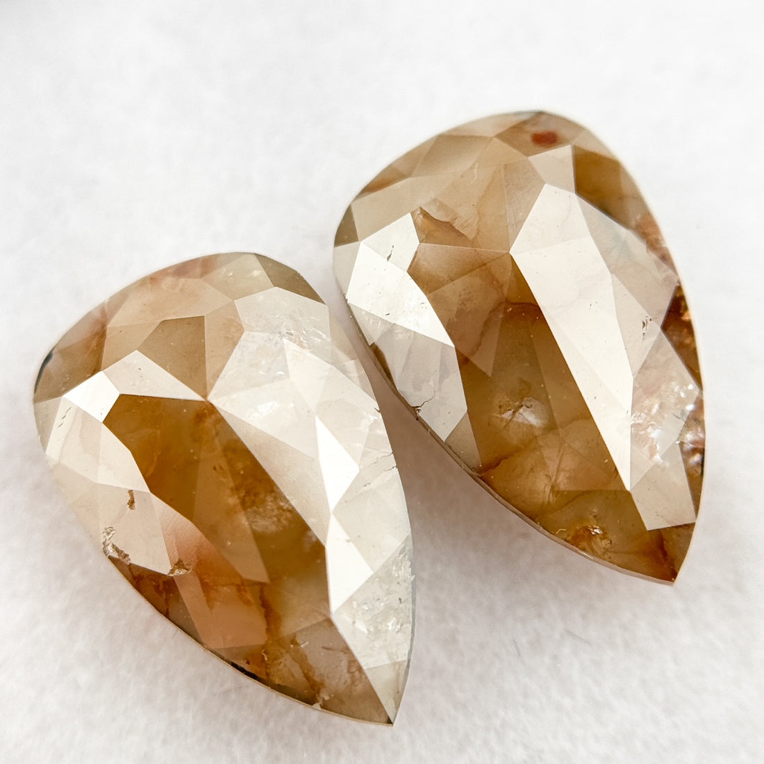 3.0 Ct Pear Rose Cut Orange Natural Galaxy Diamond Pair