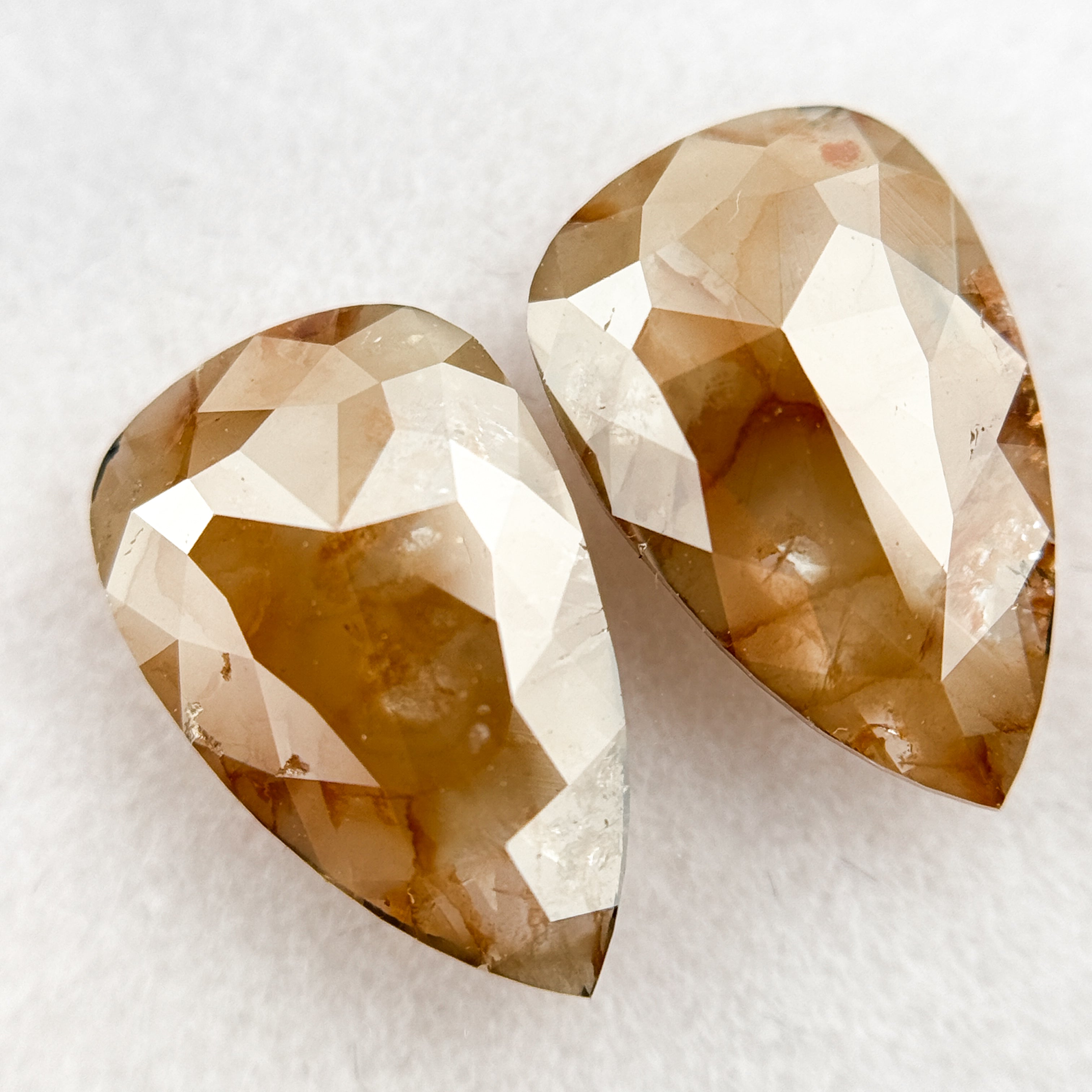 3.0 Ct Pear Rose Cut Orange Natural Galaxy Diamond Pair