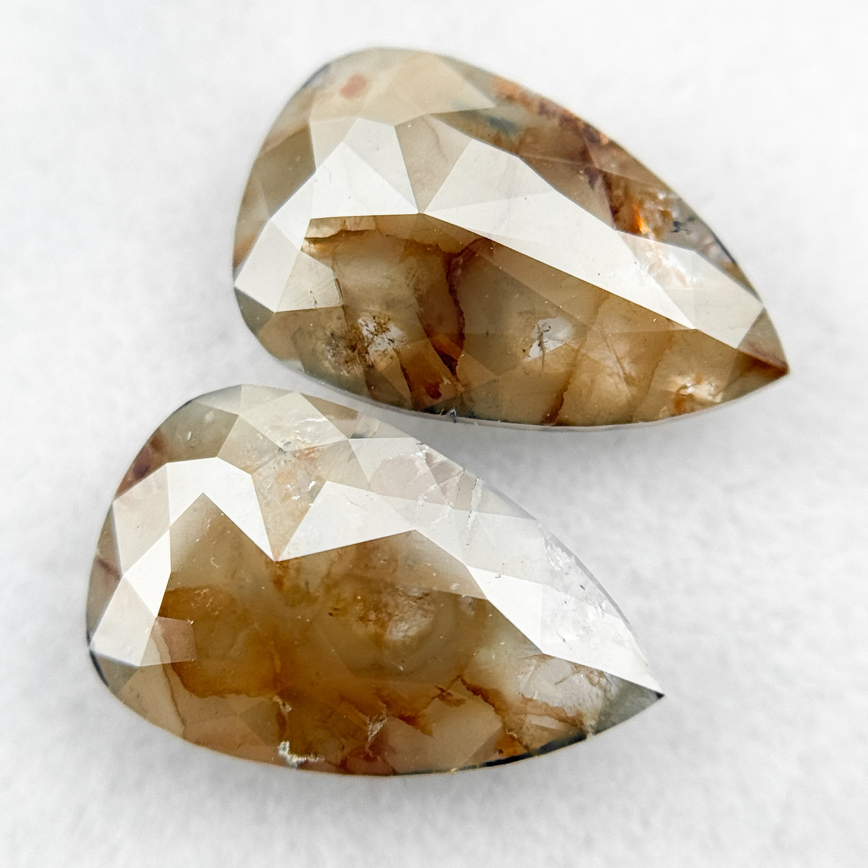 3.0 Ct Pear Rose Cut Orange Natural Galaxy Diamond Pair