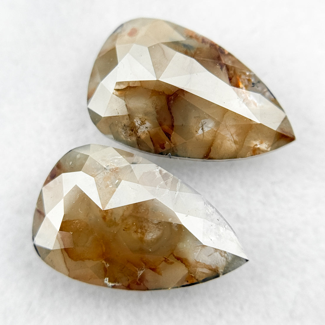 3.0 Ct Pear Rose Cut Orange Natural Galaxy Diamond Pair