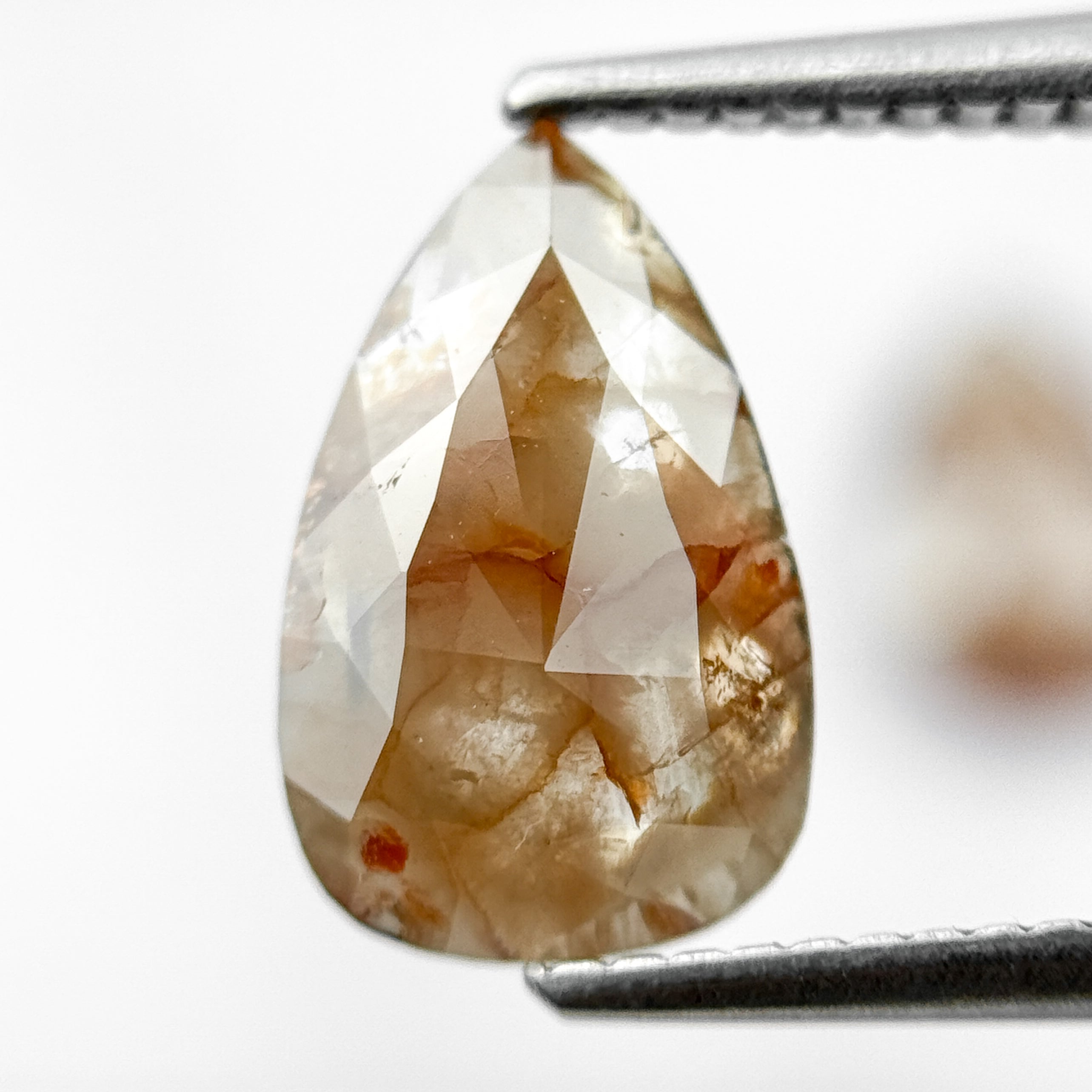 3.0 Ct Pear Rose Cut Orange Natural Galaxy Diamond Pair