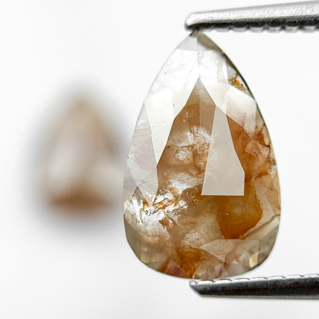3.0 Ct Pear Rose Cut Orange Natural Galaxy Diamond Pair