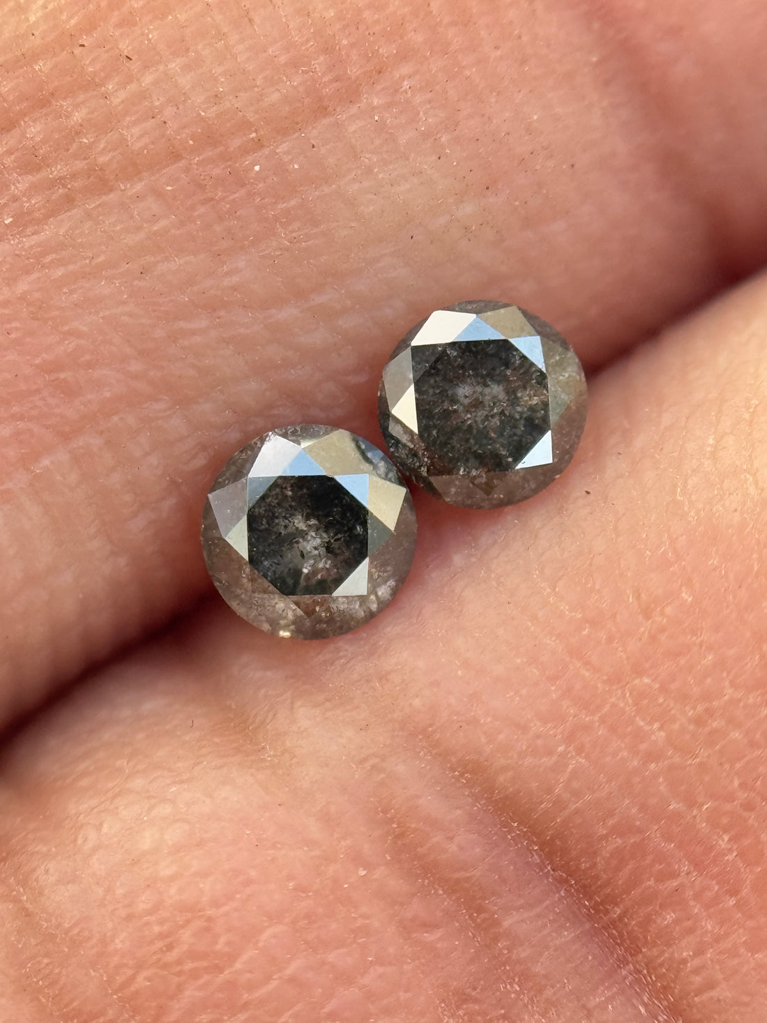 0.41 Ct Round Brilliant Cut Grey Natural Salt and Pepper Diamond