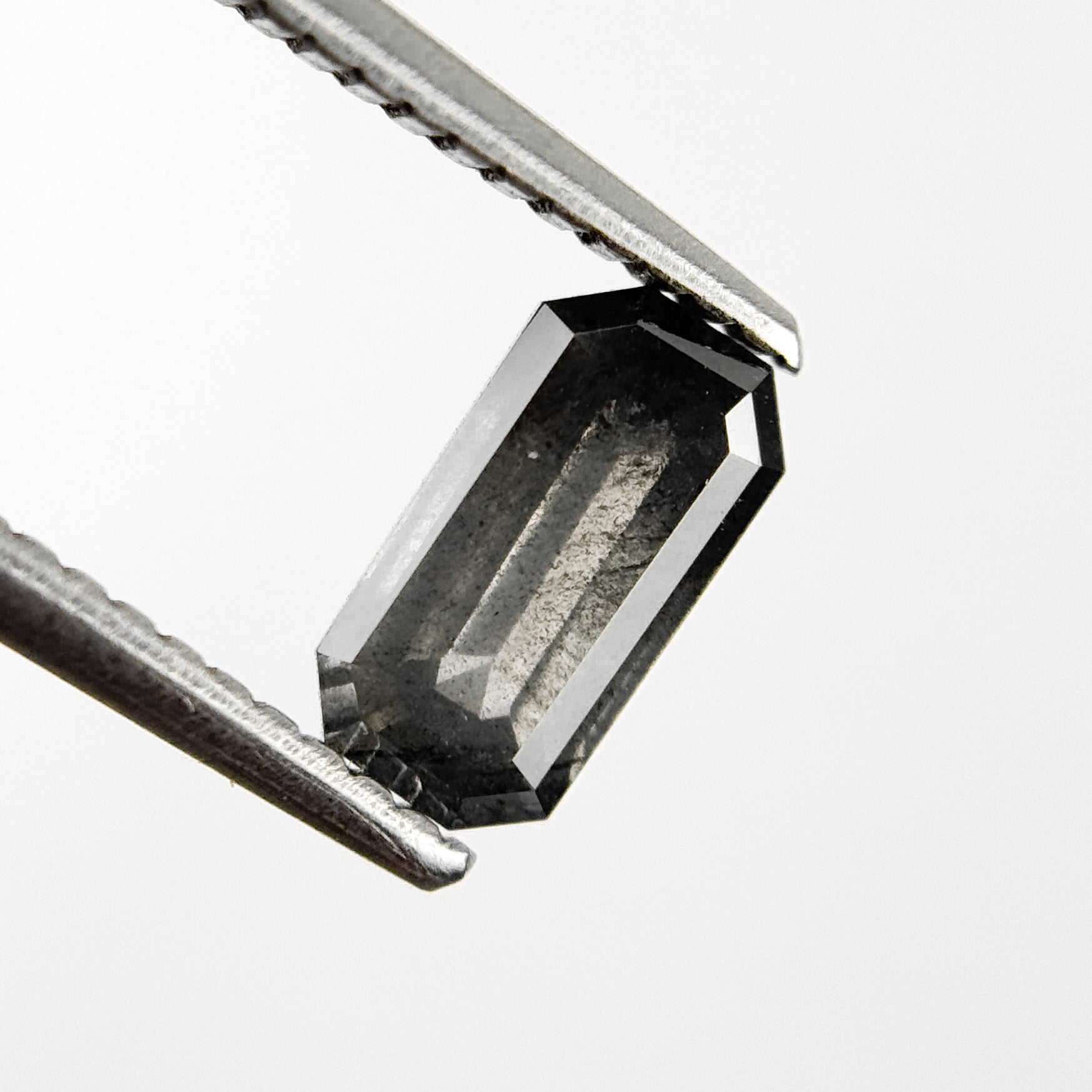 1.04 Ct Emerald Rose Cut Grey Natural Salt and Pepper Diamond