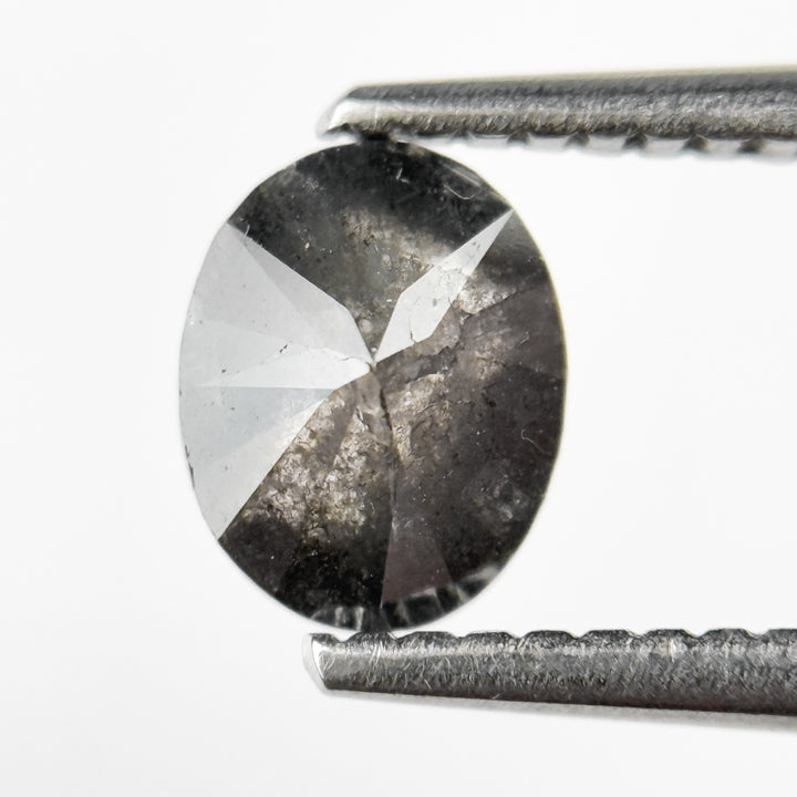 1.0 Ct Oval Rose Cut Grey Natural Salt and Pepper Diamond