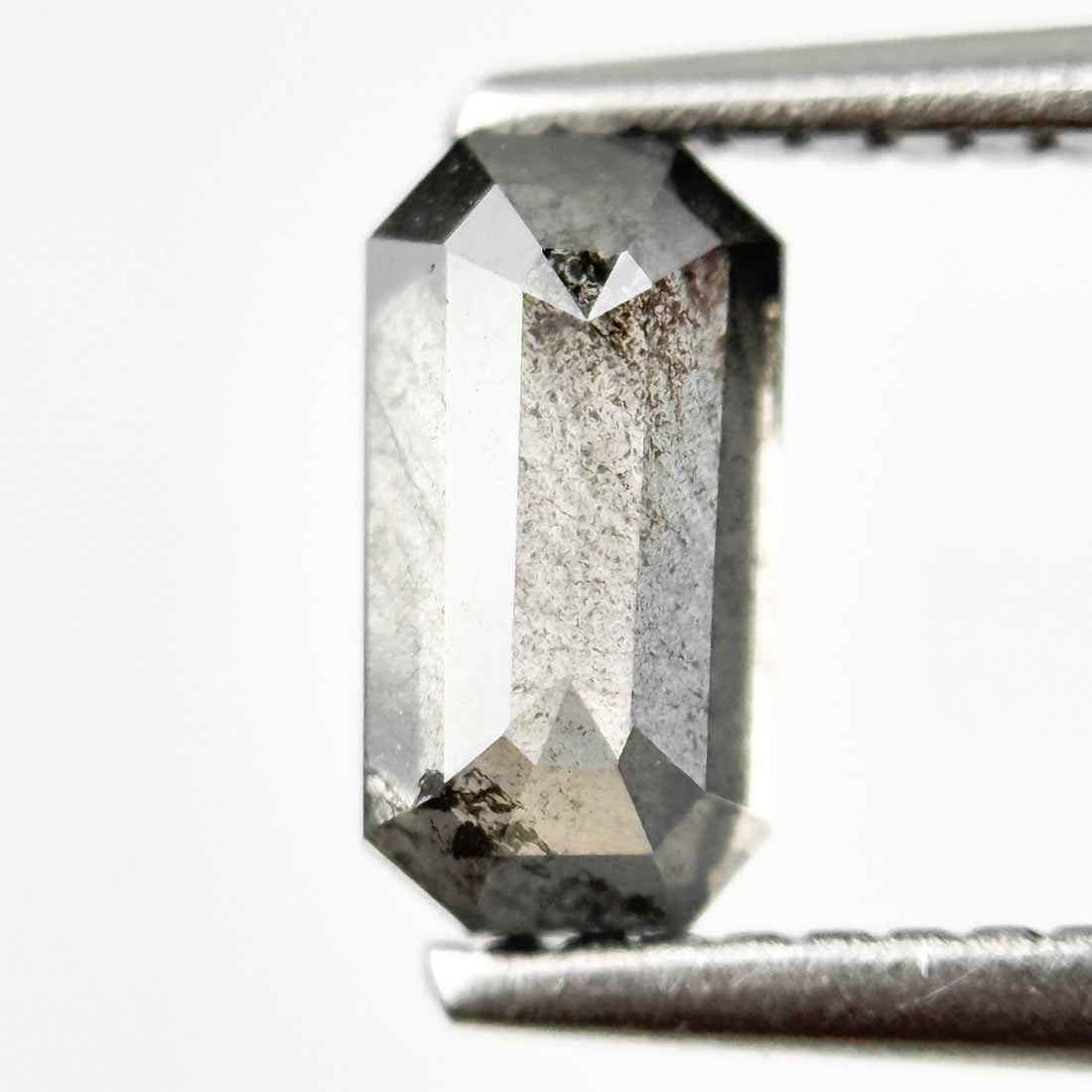 1.04 Ct Emerald Rose Cut Grey Natural Salt and Pepper Diamond