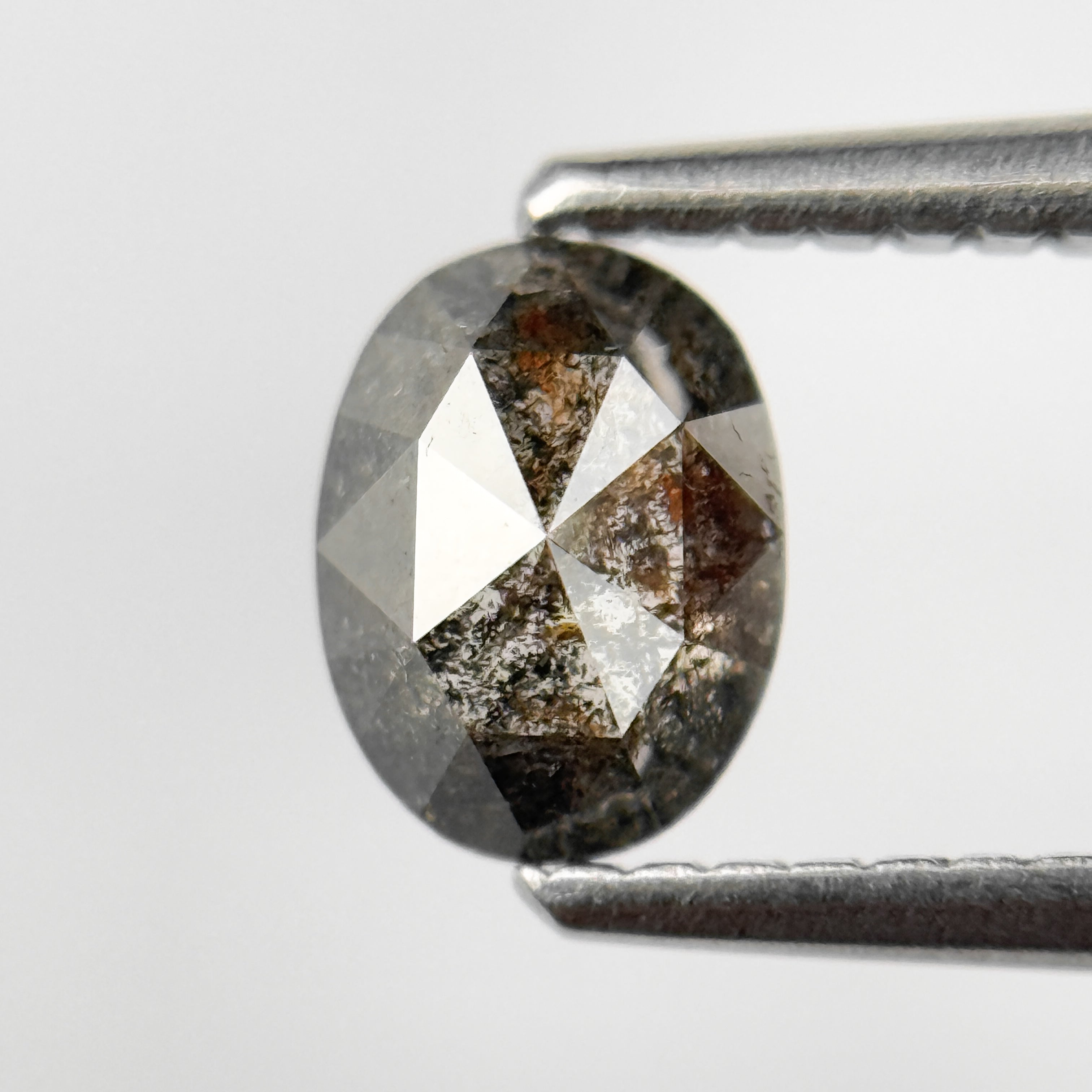 0.70 Ct Oval Rose Cut Grey Natural Salt and Pepper Diamond