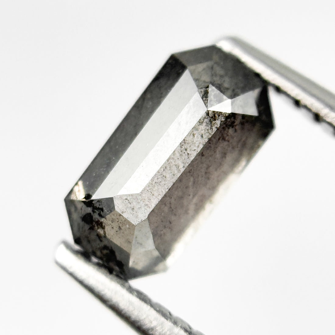 1.04 Ct Emerald Rose Cut Grey Natural Salt and Pepper Diamond