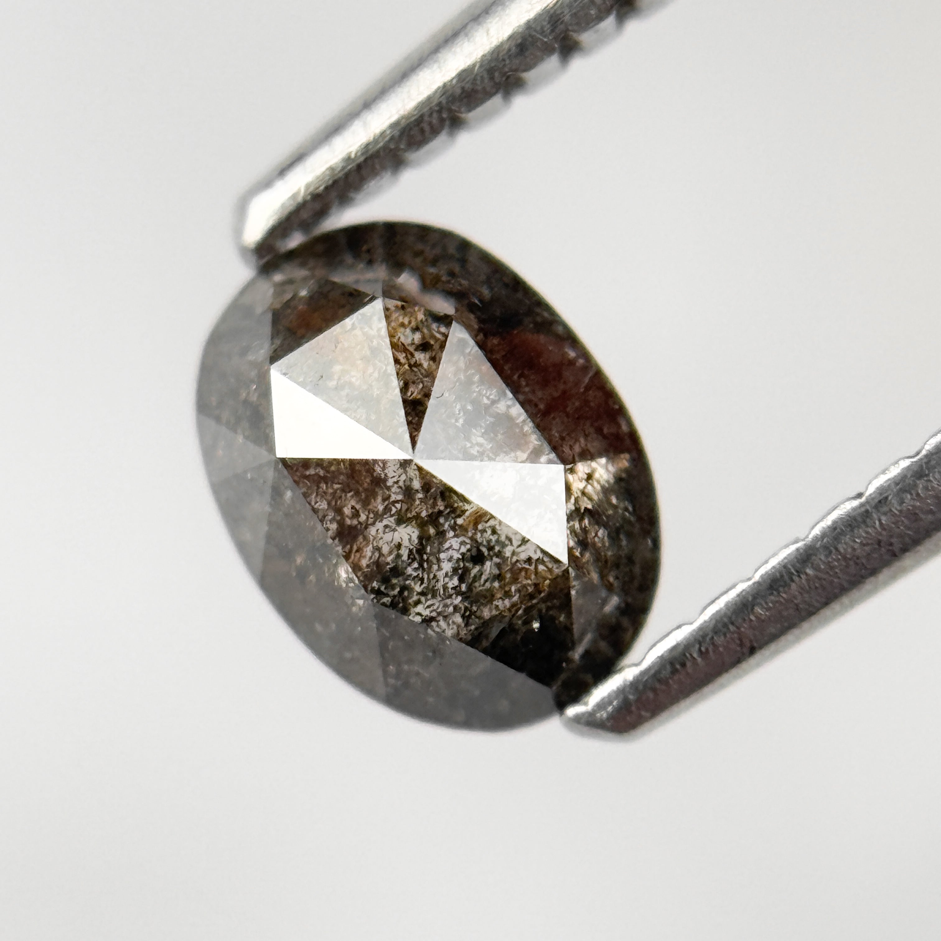 0.70 Ct Oval Rose Cut Grey Natural Salt and Pepper Diamond