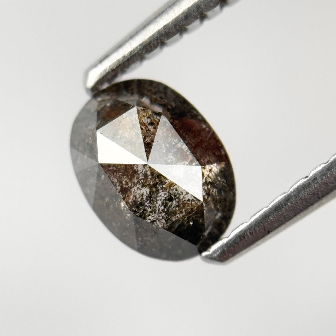 0.70 Ct Oval Rose Cut Grey Natural Salt and Pepper Diamond