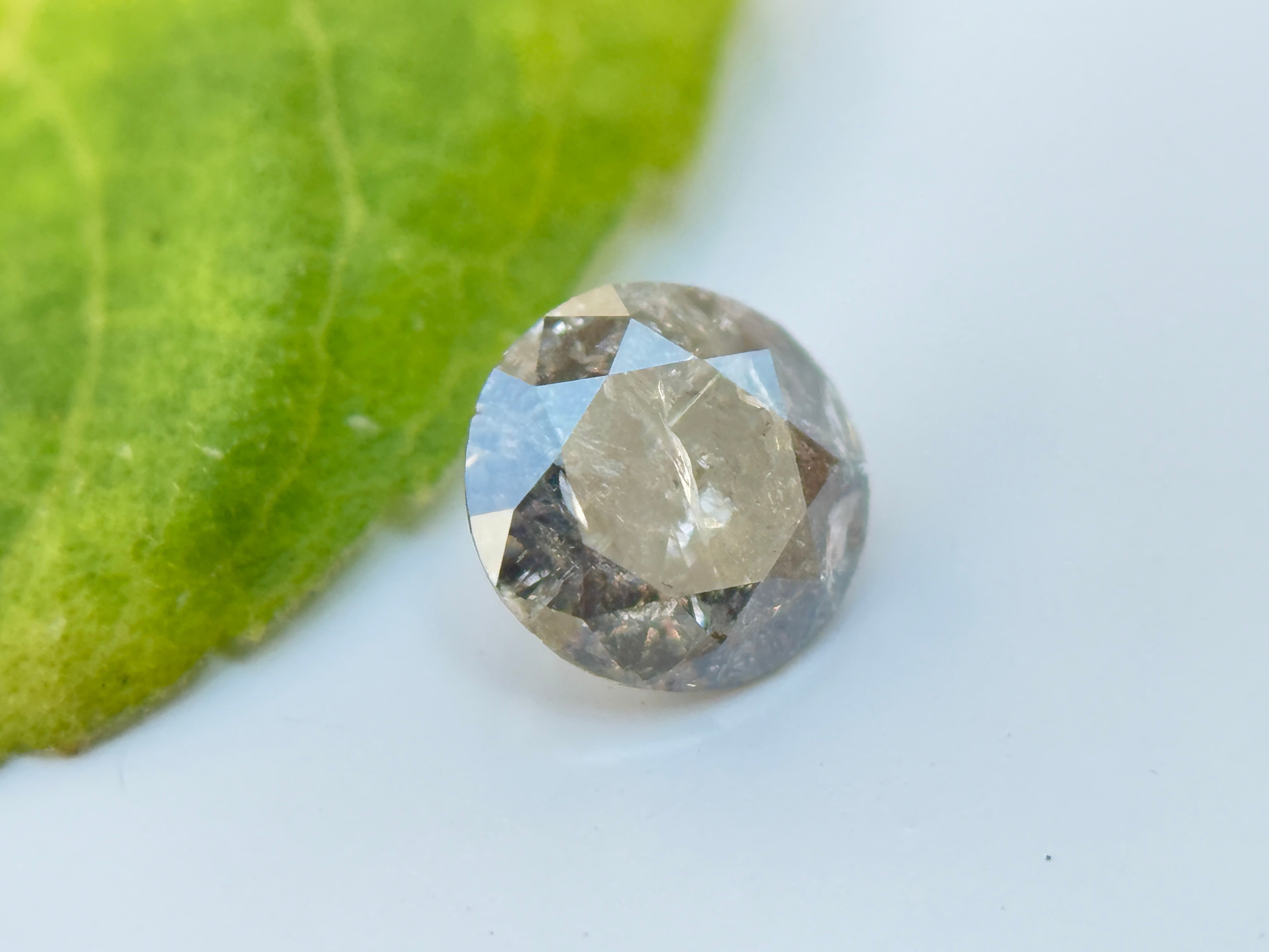 0.39 Ct Round Brilliant Cut Grey Natural Salt and Pepper Diamond