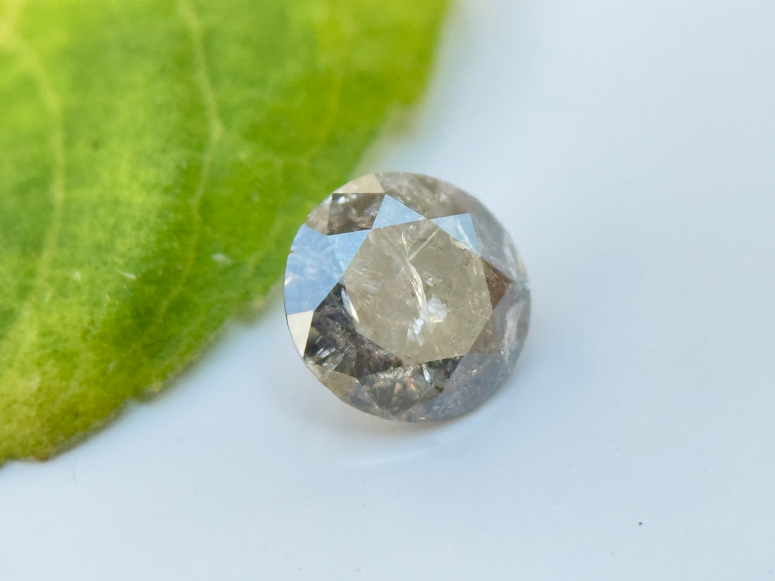 0.39 Ct Round Brilliant Cut Grey Natural Salt and Pepper Diamond