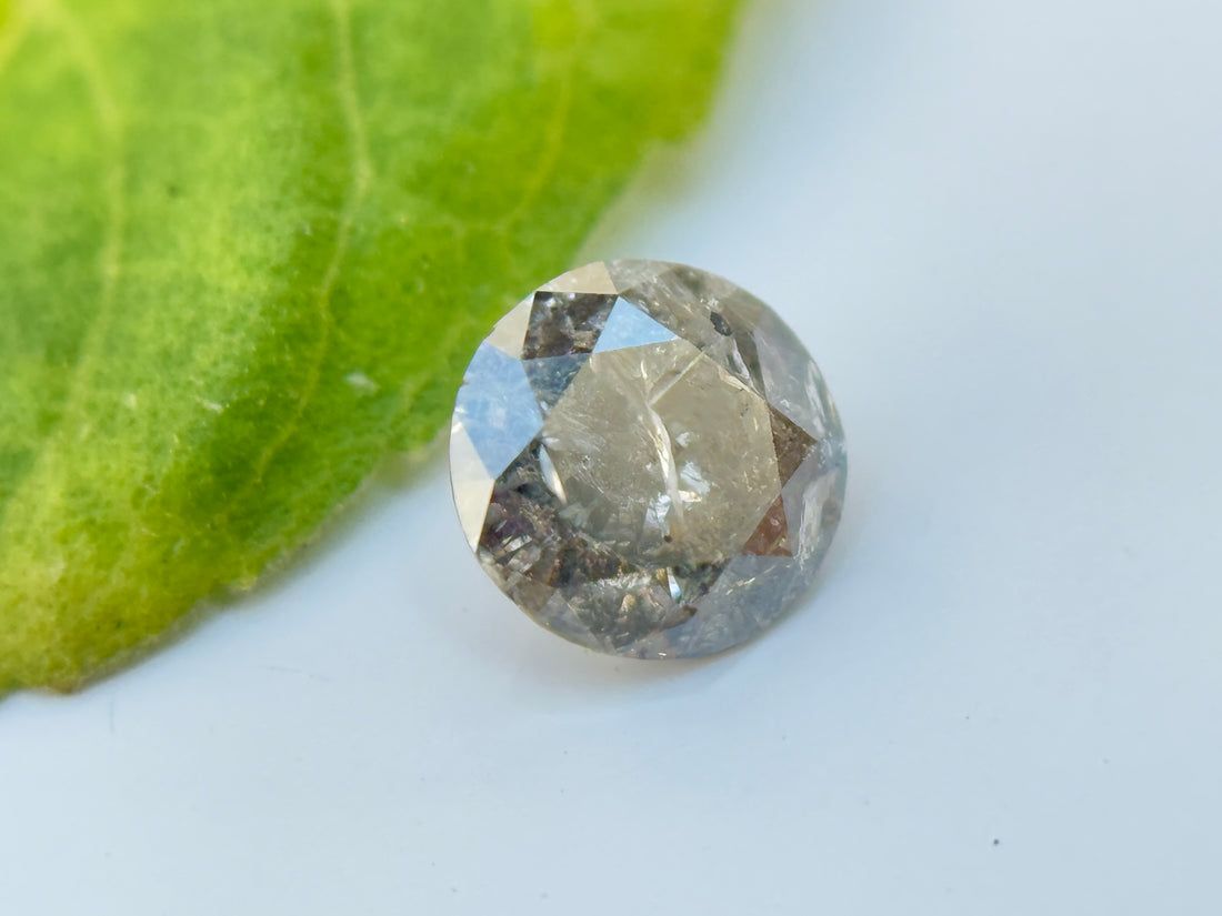 0.39 Ct Round Brilliant Cut Grey Natural Salt and Pepper Diamond