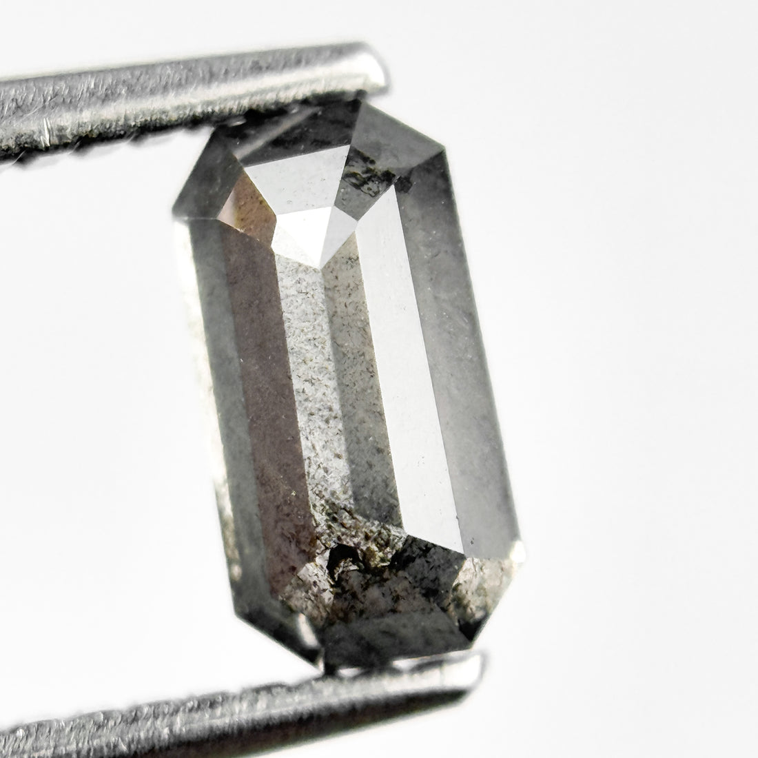1.04 Ct Emerald Rose Cut Grey Natural Salt and Pepper Diamond
