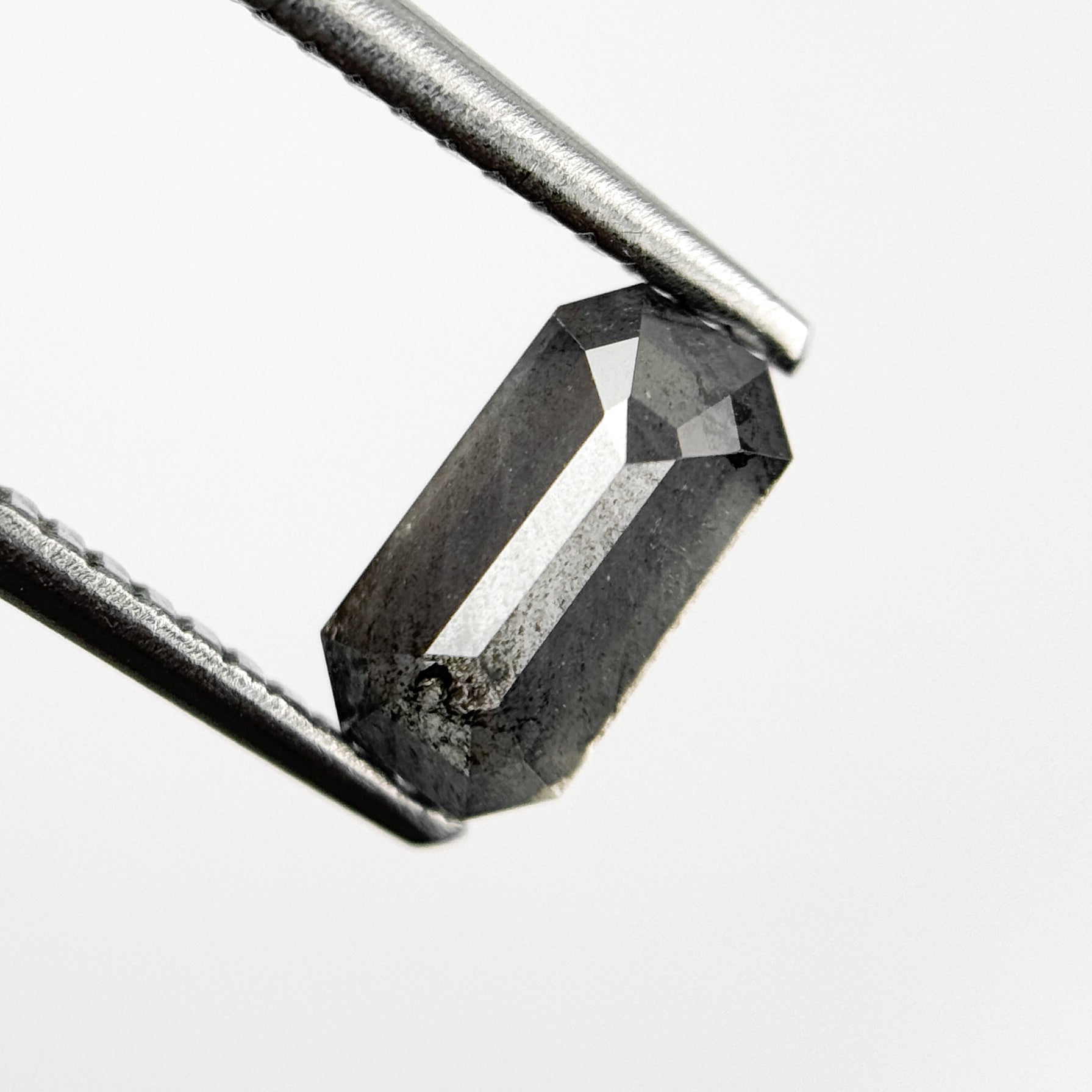 1.04 Ct Emerald Rose Cut Grey Natural Salt and Pepper Diamond