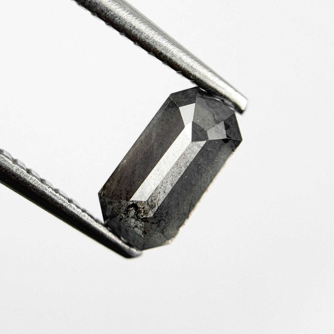 1.04 Ct Emerald Rose Cut Grey Natural Salt and Pepper Diamond