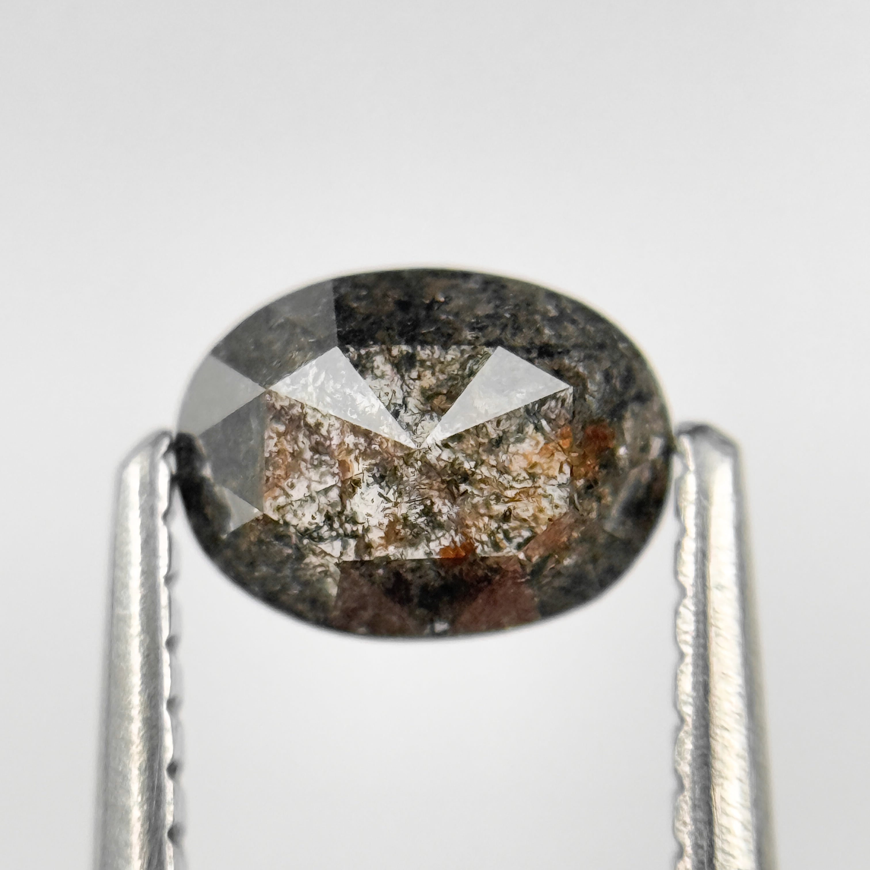 0.70 Ct Oval Rose Cut Grey Natural Salt and Pepper Diamond