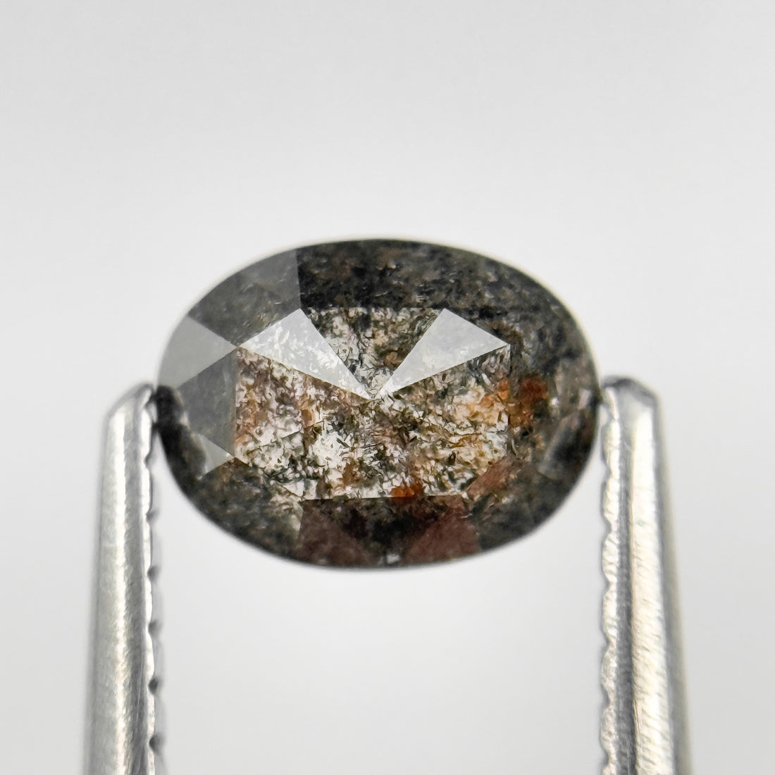 0.70 Ct Oval Rose Cut Grey Natural Salt and Pepper Diamond