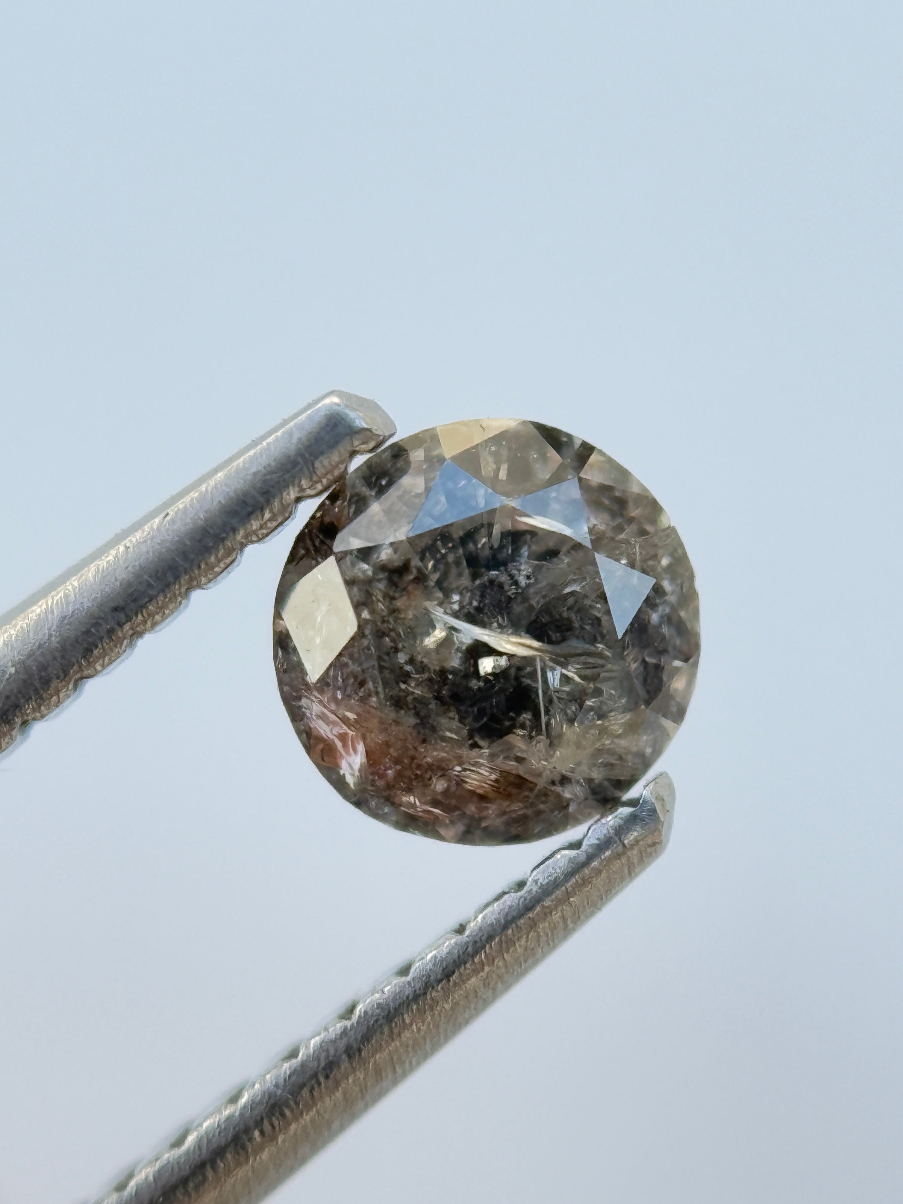 0.39 Ct Round Brilliant Cut Grey Natural Salt and Pepper Diamond