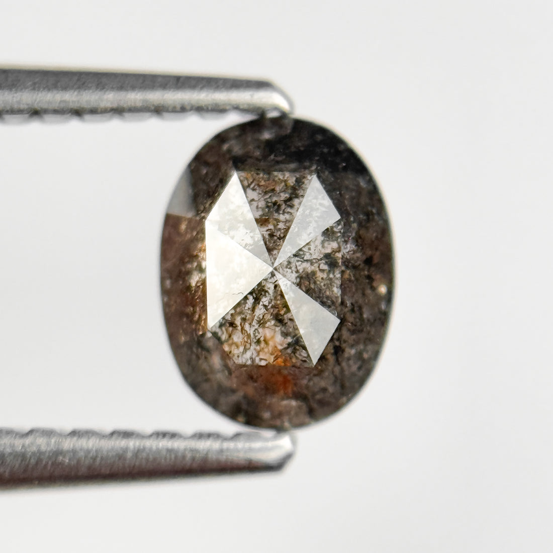 0.70 Ct Oval Rose Cut Grey Natural Salt and Pepper Diamond