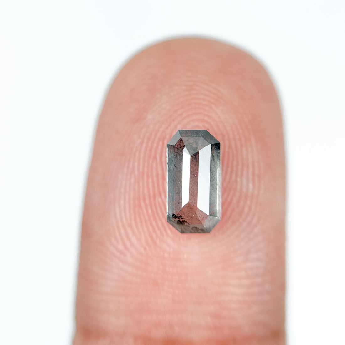 1.04 Ct Emerald Rose Cut Grey Natural Salt and Pepper Diamond