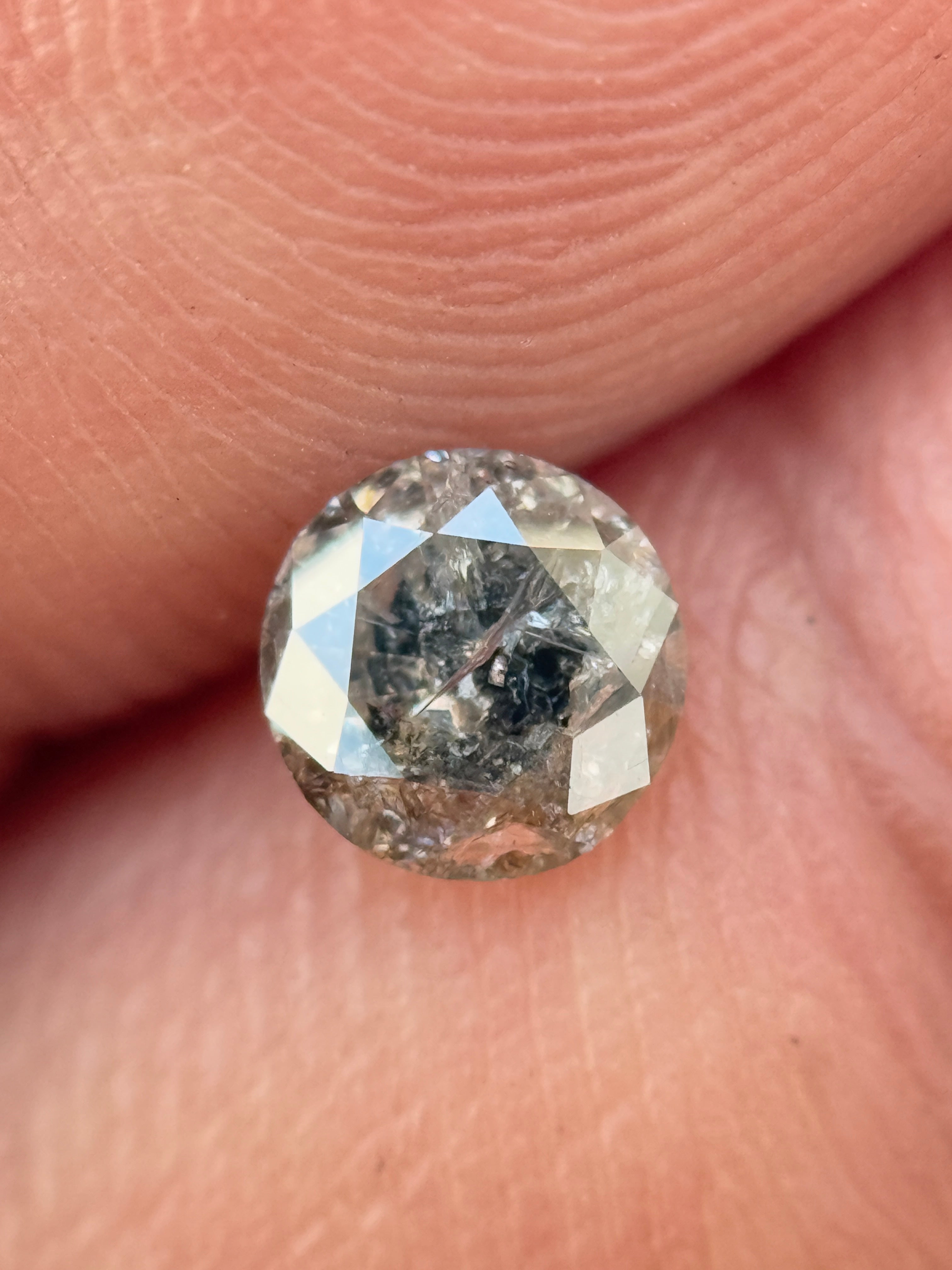 0.39 Ct Round Brilliant Cut Grey Natural Salt and Pepper Diamond