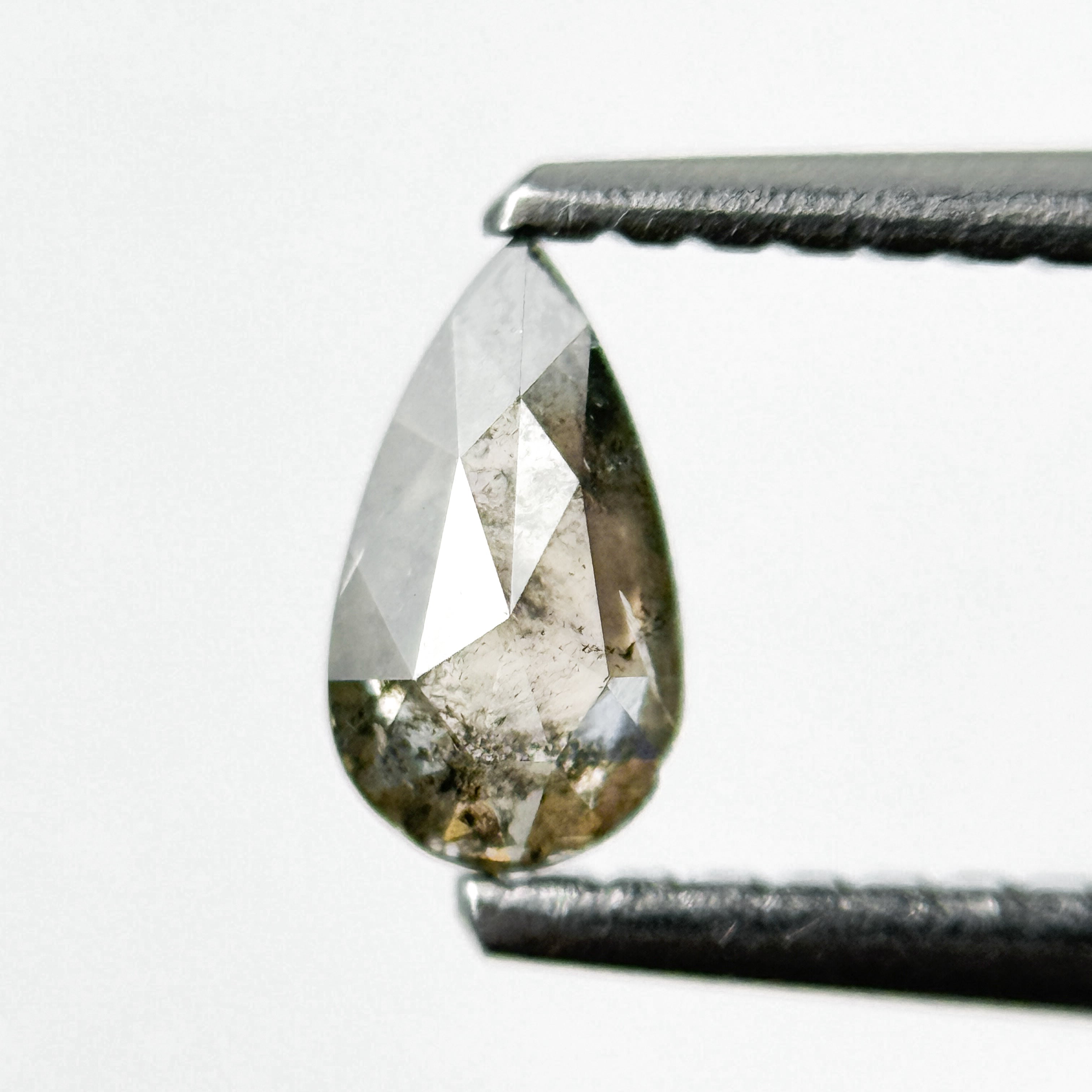 0.28 Ct Pear Rose Cut Grey Natural Salt and Pepper Diamond