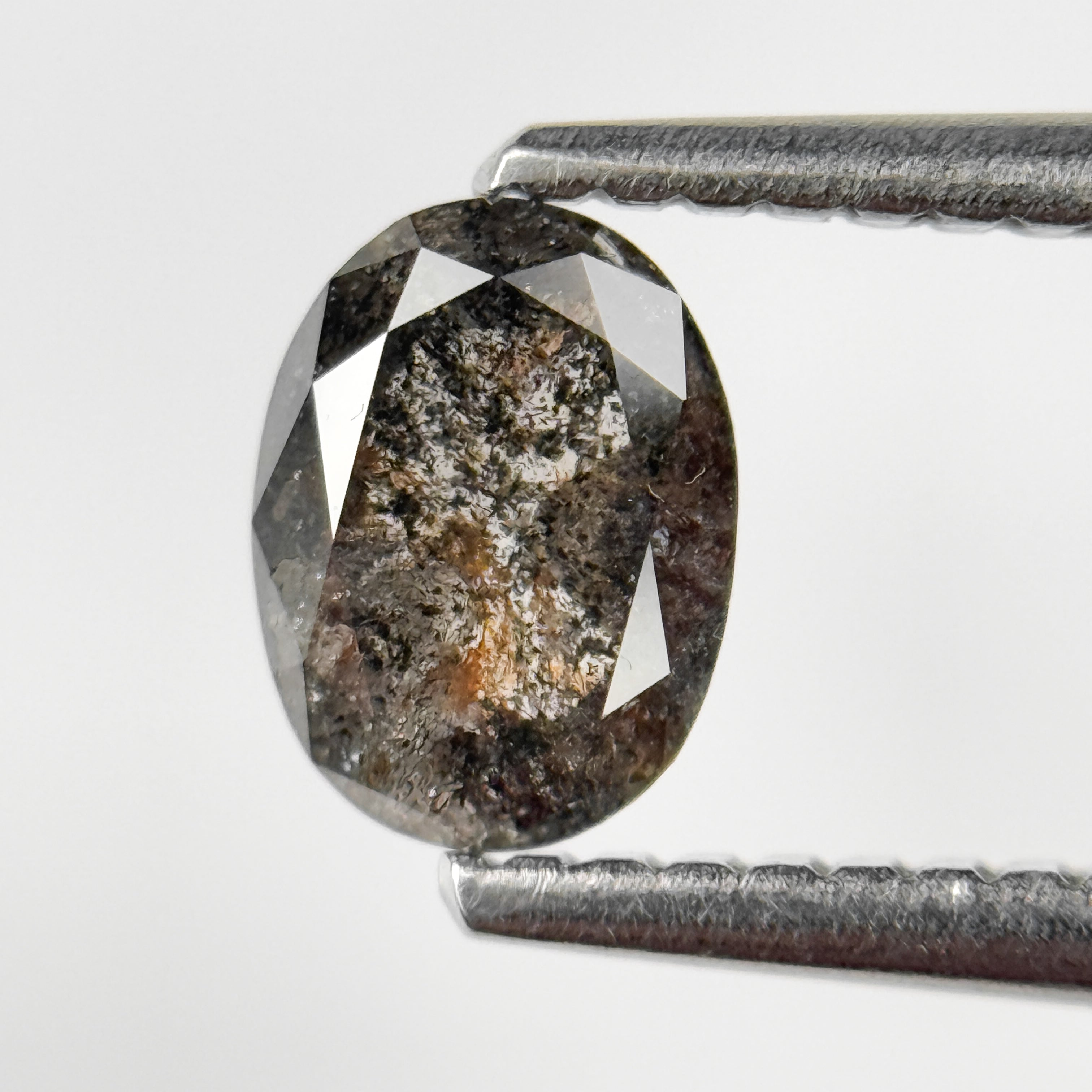 0.70 Ct Oval Rose Cut Grey Natural Salt and Pepper Diamond