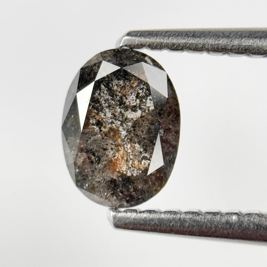 0.70 Ct Oval Rose Cut Grey Natural Salt and Pepper Diamond