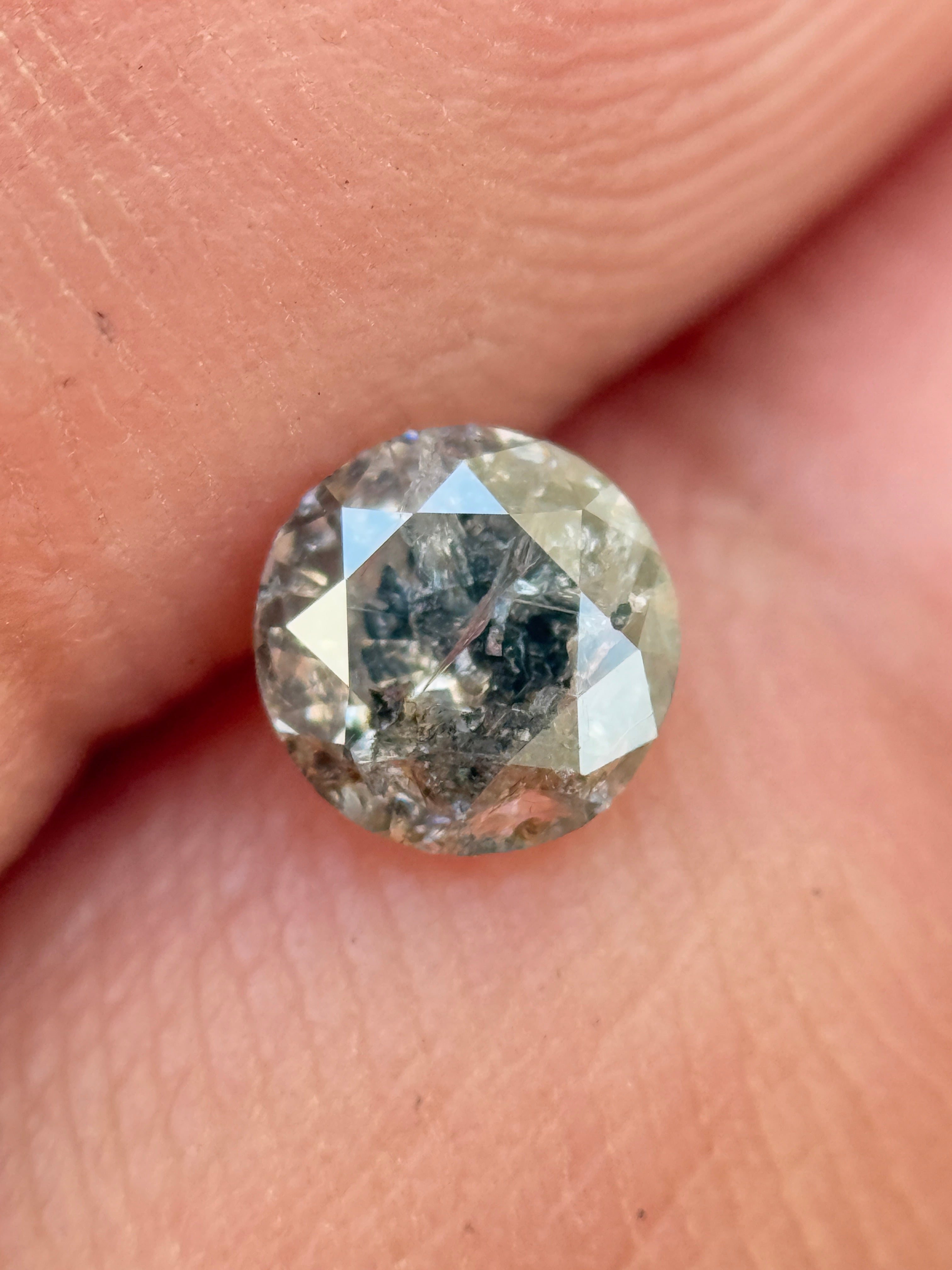 0.39 Ct Round Brilliant Cut Grey Natural Salt and Pepper Diamond