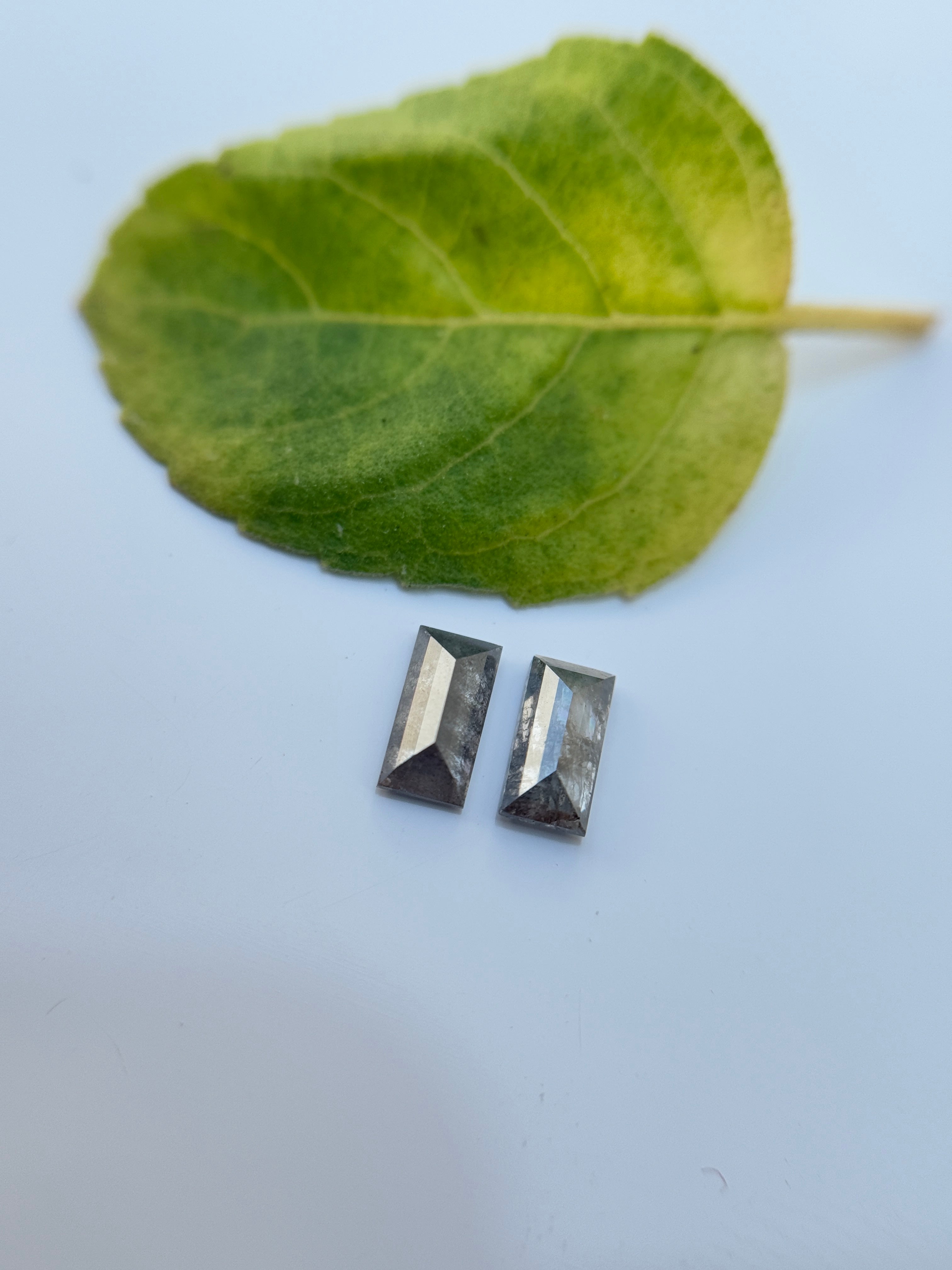 0.43 Ct Baguette Rose Cut Grey Natural Salt and Pepper Diamond