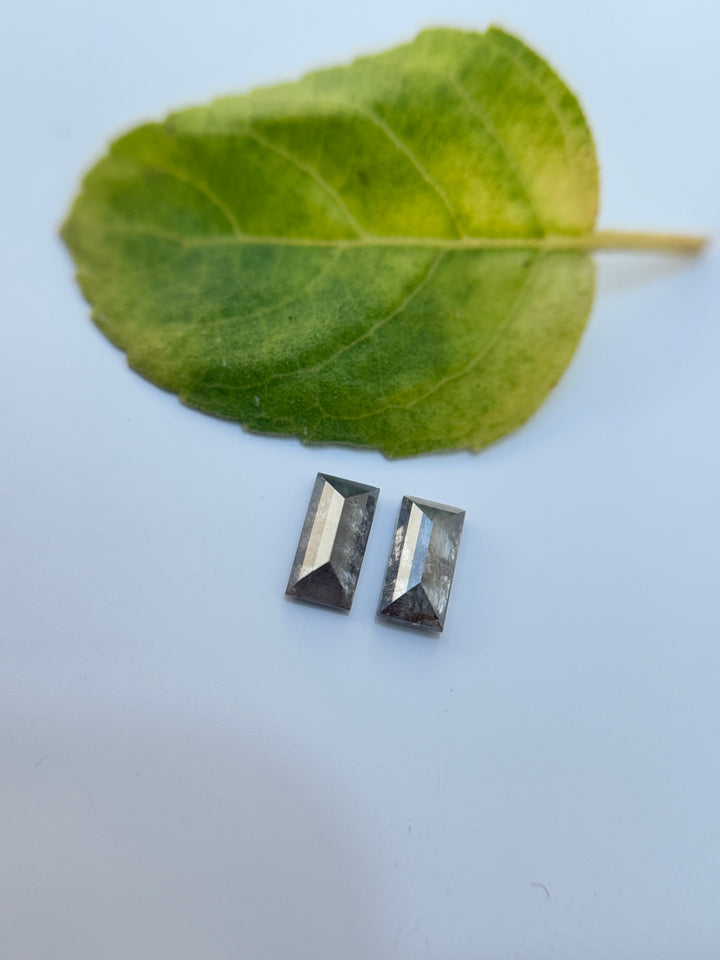 0.43 Ct Baguette Rose Cut Grey Natural Salt and Pepper Diamond