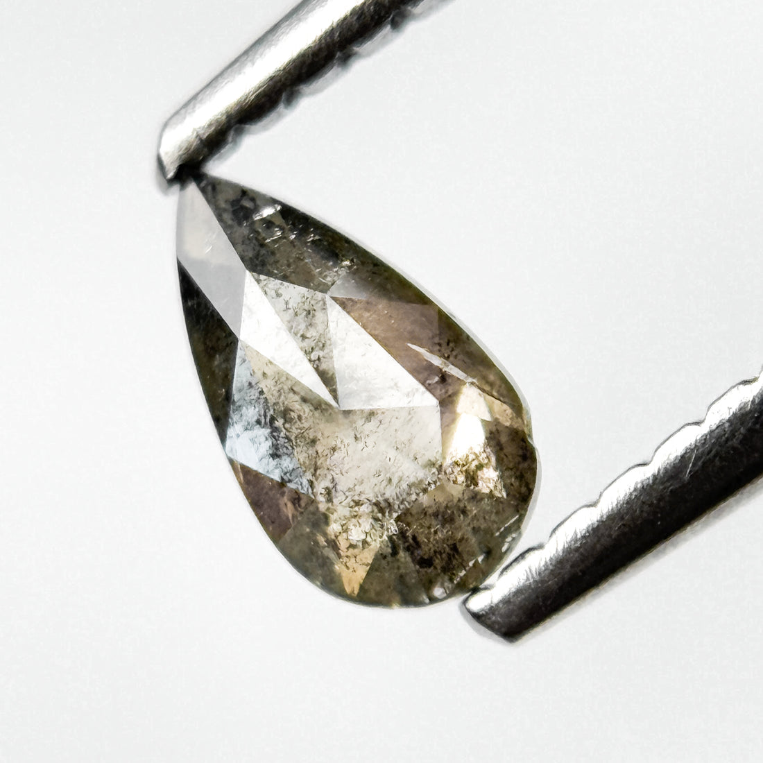0.28 Ct Pear Rose Cut Grey Natural Salt and Pepper Diamond